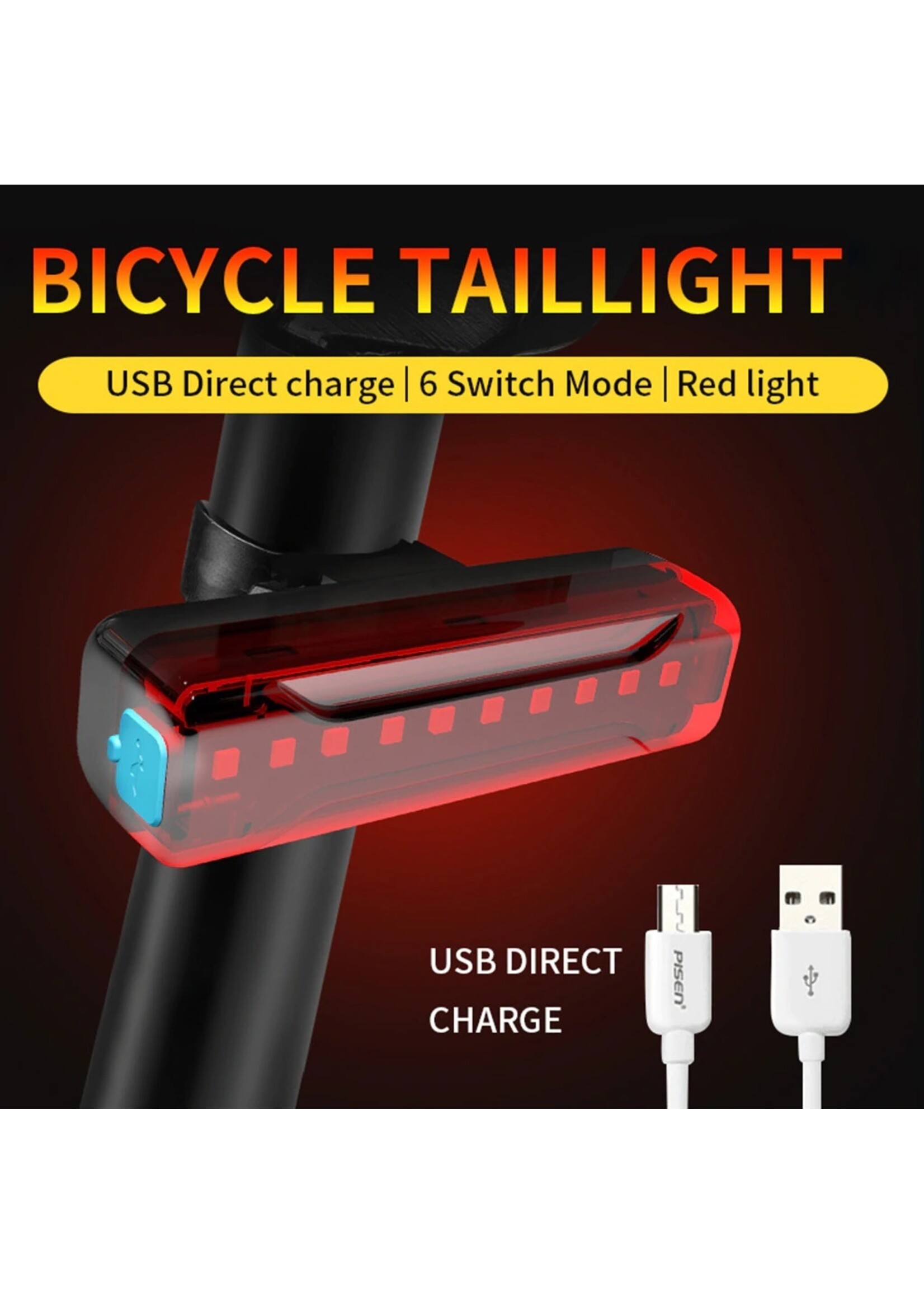 Led Fietslamp - Achterlicht - USB oplaadbaar – Rood achterlicht - USB oplaadbaar