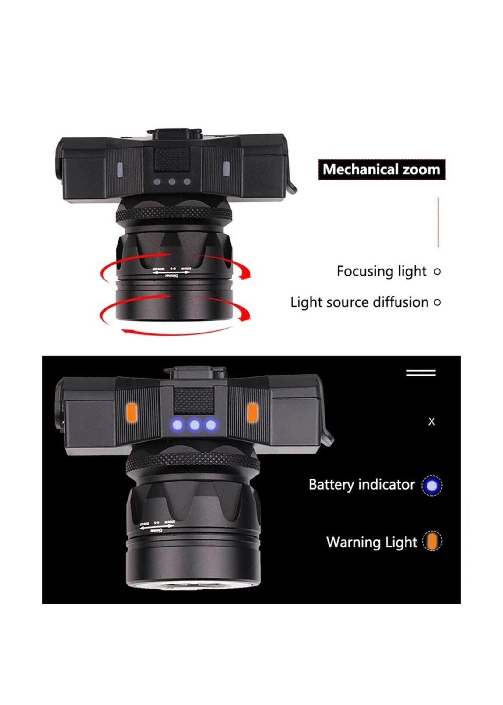 T6 + COB USB Oplaadbare LED Zaklamp Koplamp Fiets Mechanische Zoom Koplamp Fietsaccessoires