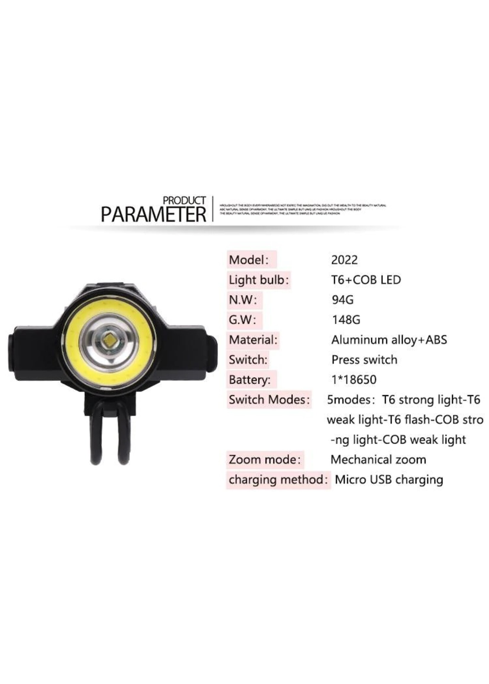 T6 + COB USB Oplaadbare LED Zaklamp Koplamp Fiets Mechanische Zoom Koplamp Fietsaccessoires