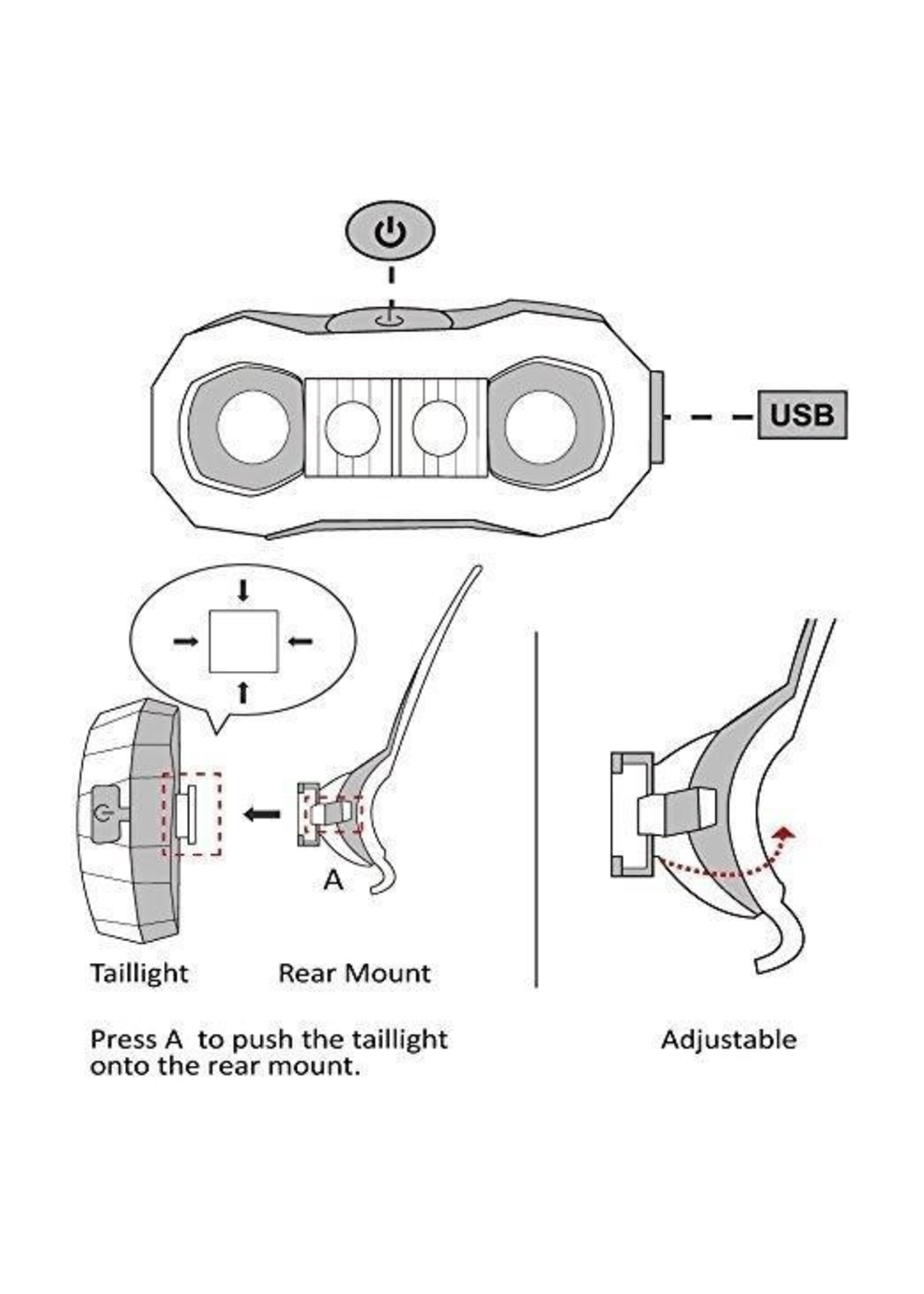 Fiets achterlicht USB oplaadbare waarschuwingslamp Waterdicht Super helder licht voor fietsen