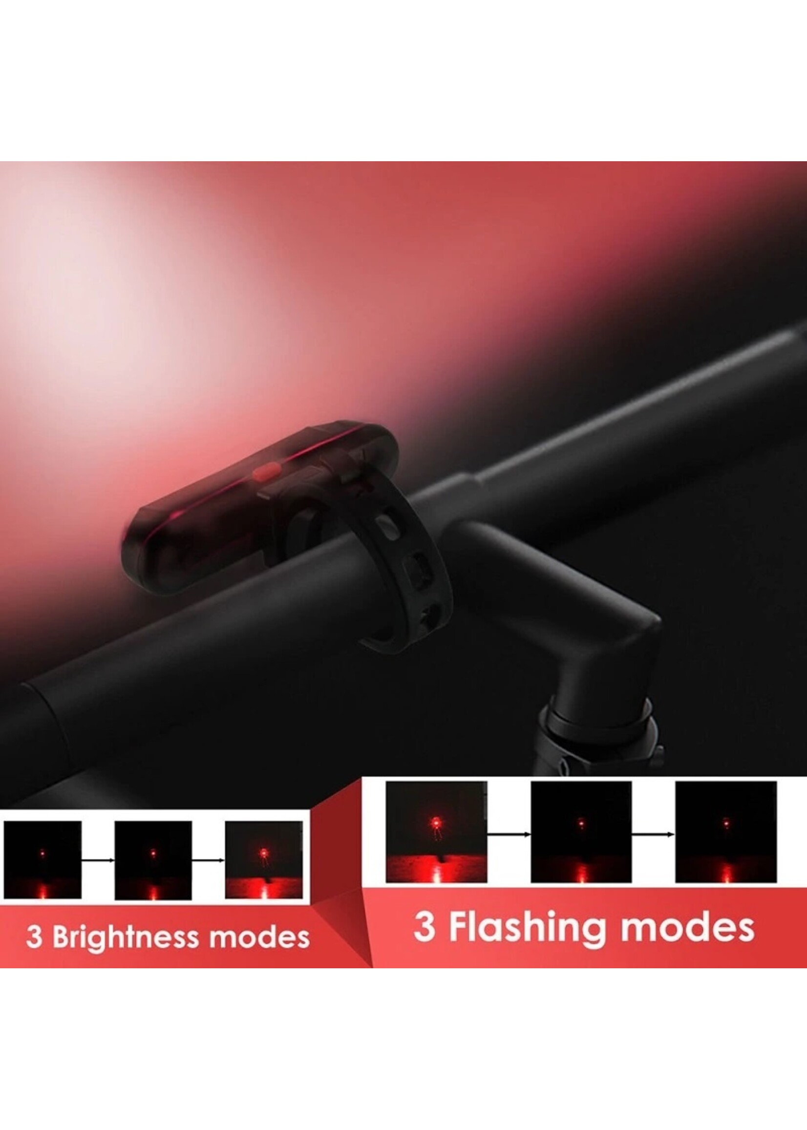 Fiets achterlicht USB oplaadbare waarschuwingslamp Waterdicht Super helder licht voor fietsen