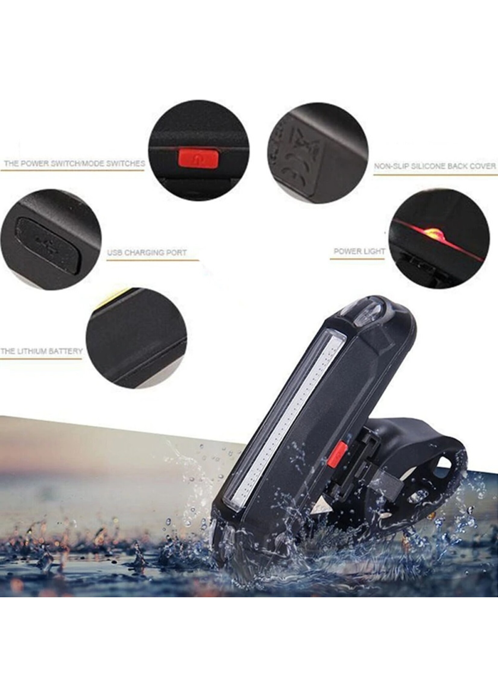 Fiets achterlicht USB oplaadbare waarschuwingslamp Waterdicht Super helder licht voor fietsen