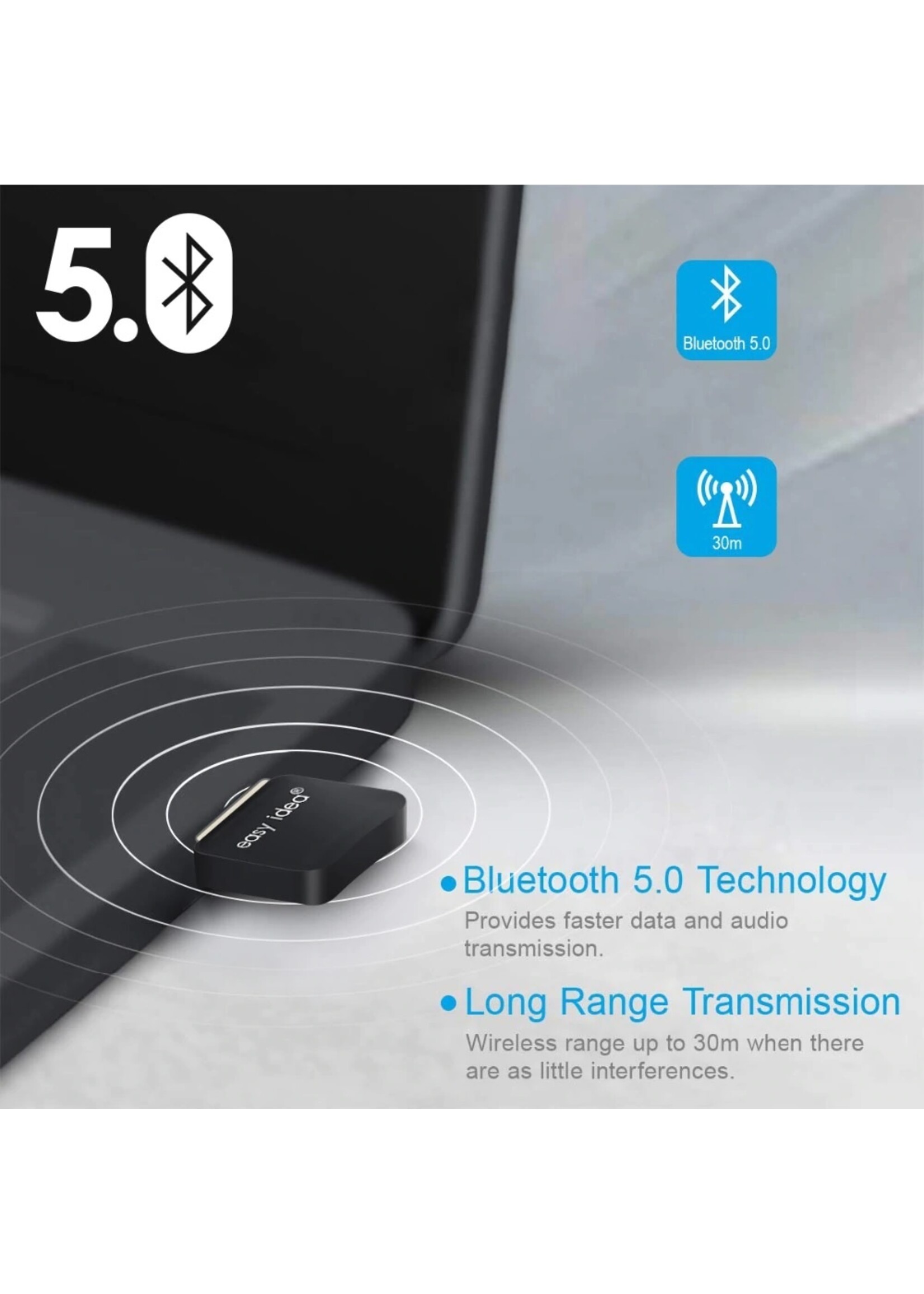 Bluetooth CSR 5.0 Dongle - Mini Bluetooth 5.0 USB Adapter – Dongle - Bluetooth adapter - draadloze dongle - verbind meerdere bluetooth apparaten