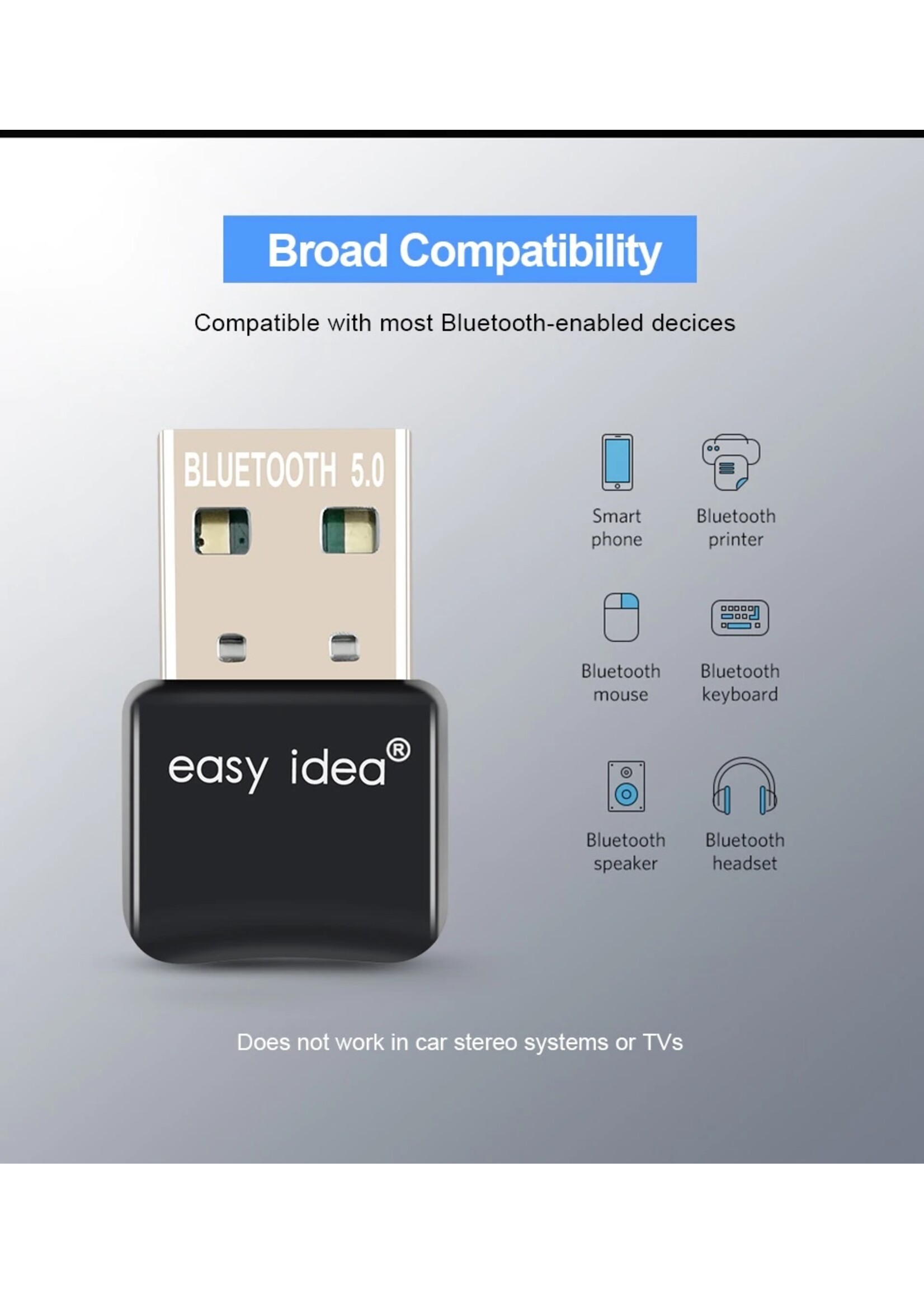 Bluetooth CSR 5.0 Dongle - Mini Bluetooth 5.0 USB Adapter – Dongle - Bluetooth adapter - draadloze dongle - verbind meerdere bluetooth apparaten