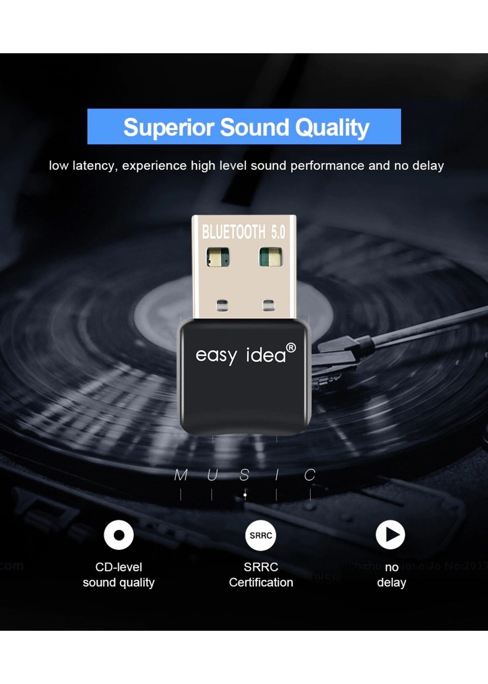 Bluetooth CSR 5.0 Dongle - Mini Bluetooth 5.0 USB Adapter – Dongle - Bluetooth adapter - draadloze dongle - verbind meerdere bluetooth apparaten