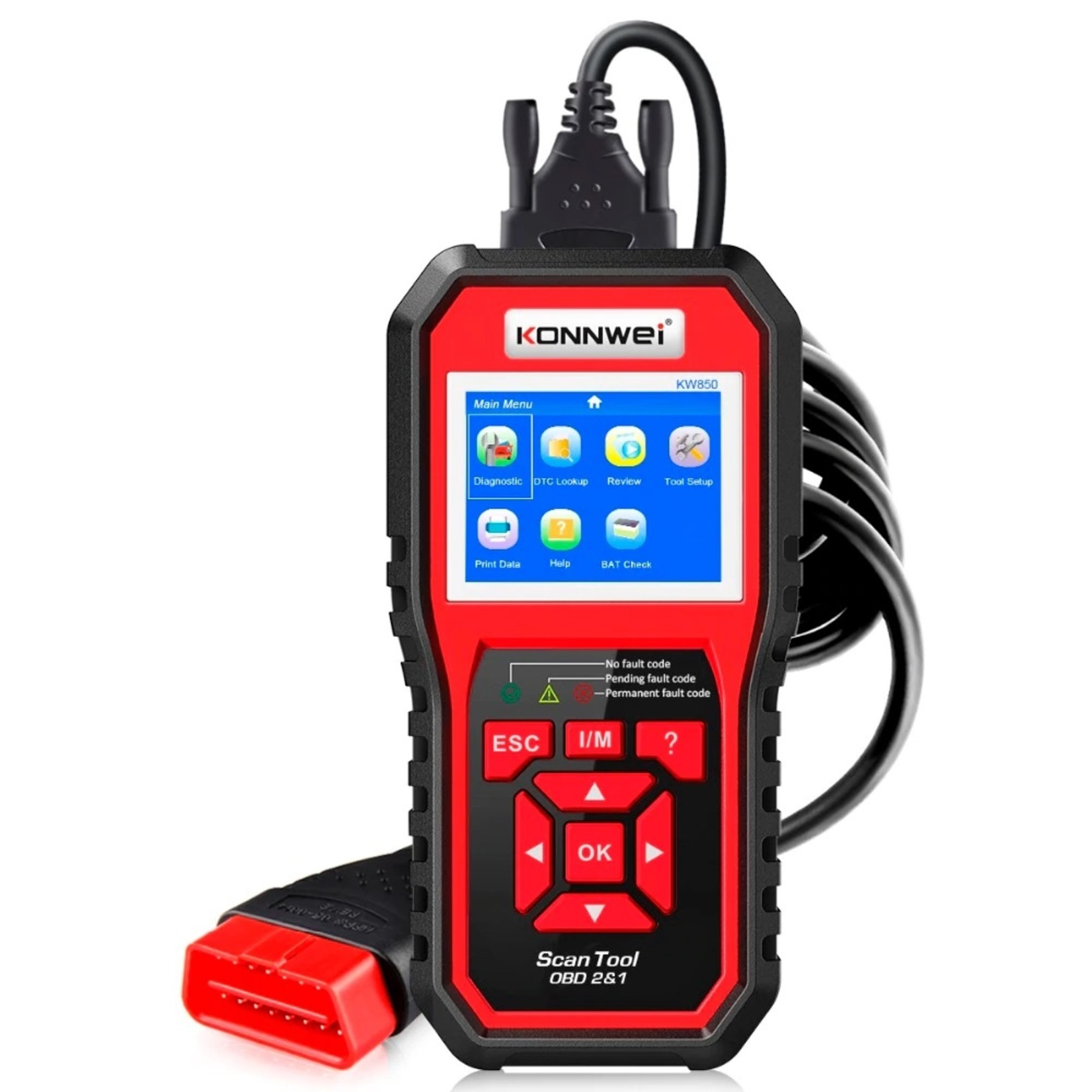 KONNWEI Konnwei OBD2 Diagnoseapparaat, scanner, codelezer, professionele OBDII EOBD-autoscanner (KW850)