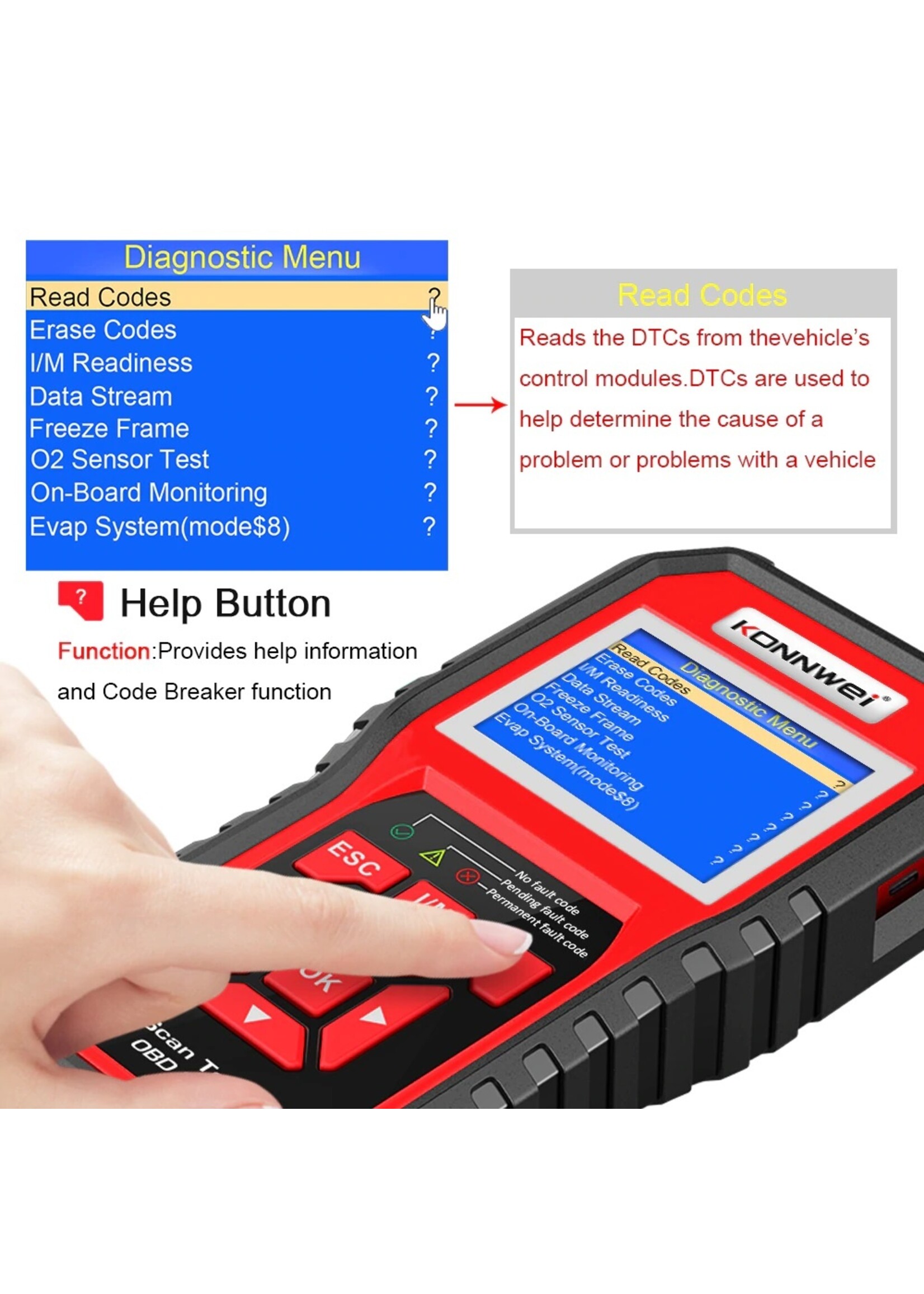 KONNWEI KONNWEI KW850 – Professionele OBD2 Auto Diagnostische Scanner