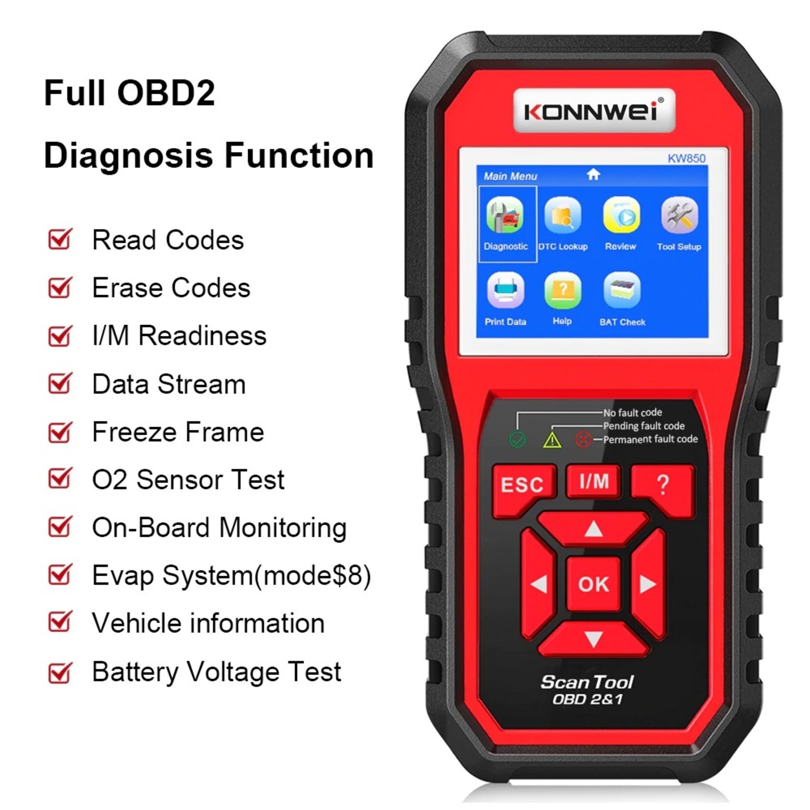 KONNWEI KONNWEI KW850 – Professionele OBD2 Auto Diagnostische Scanner