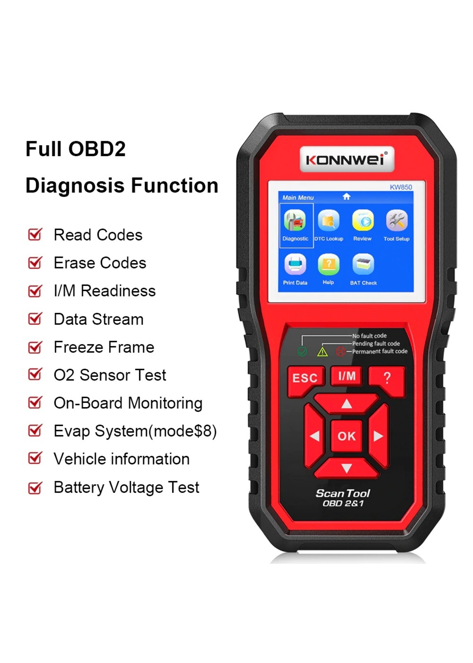 KONNWEI KONNWEI KW850 – Professionele OBD2 Auto Diagnostische Scanner