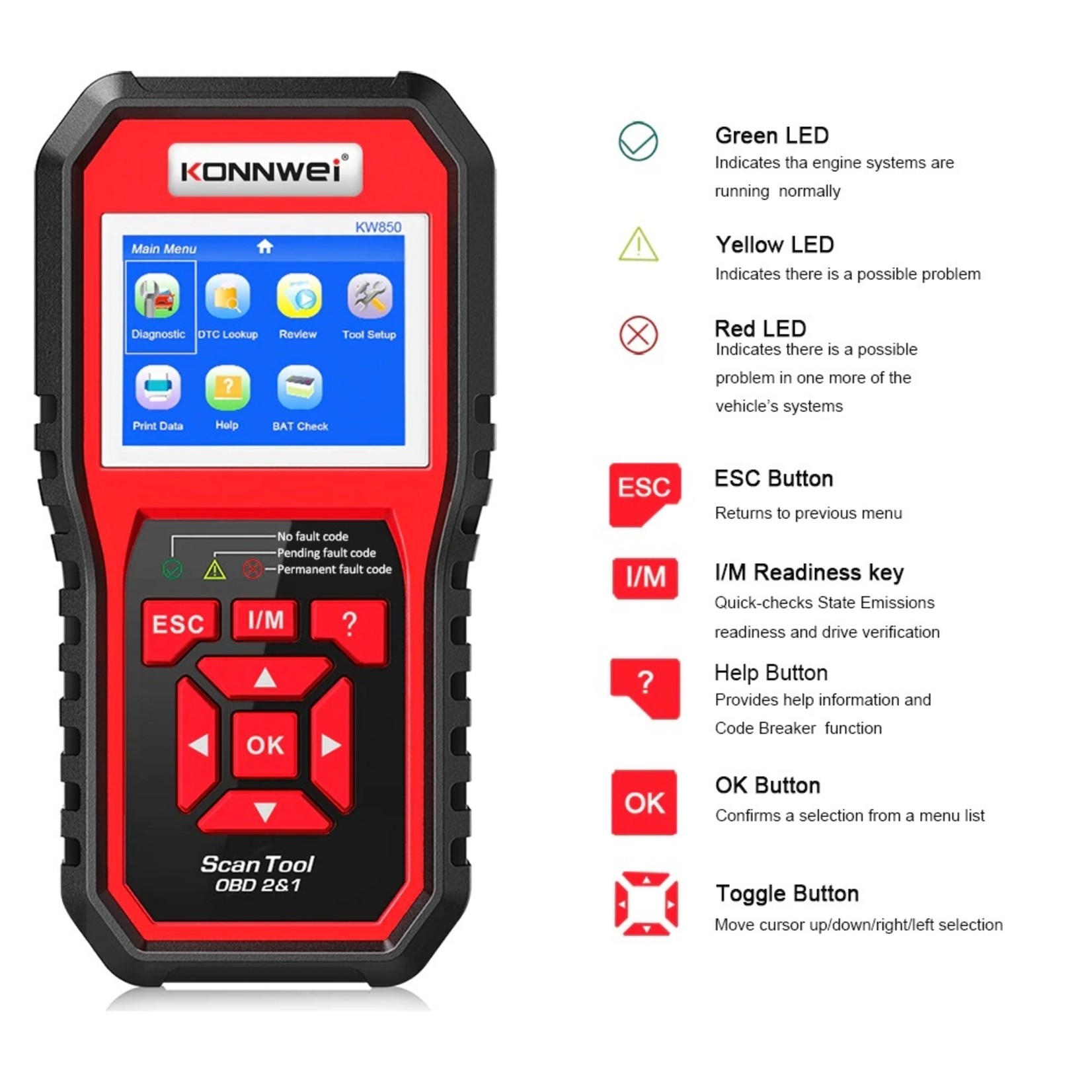KONNWEI KONNWEI KW850 – Professionele OBD2 Auto Diagnostische Scanner