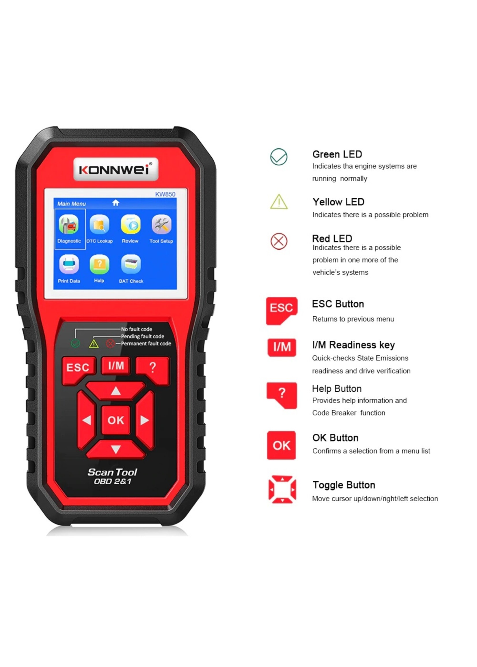 KONNWEI KONNWEI KW850 – Professionele OBD2 Auto Diagnostische Scanner