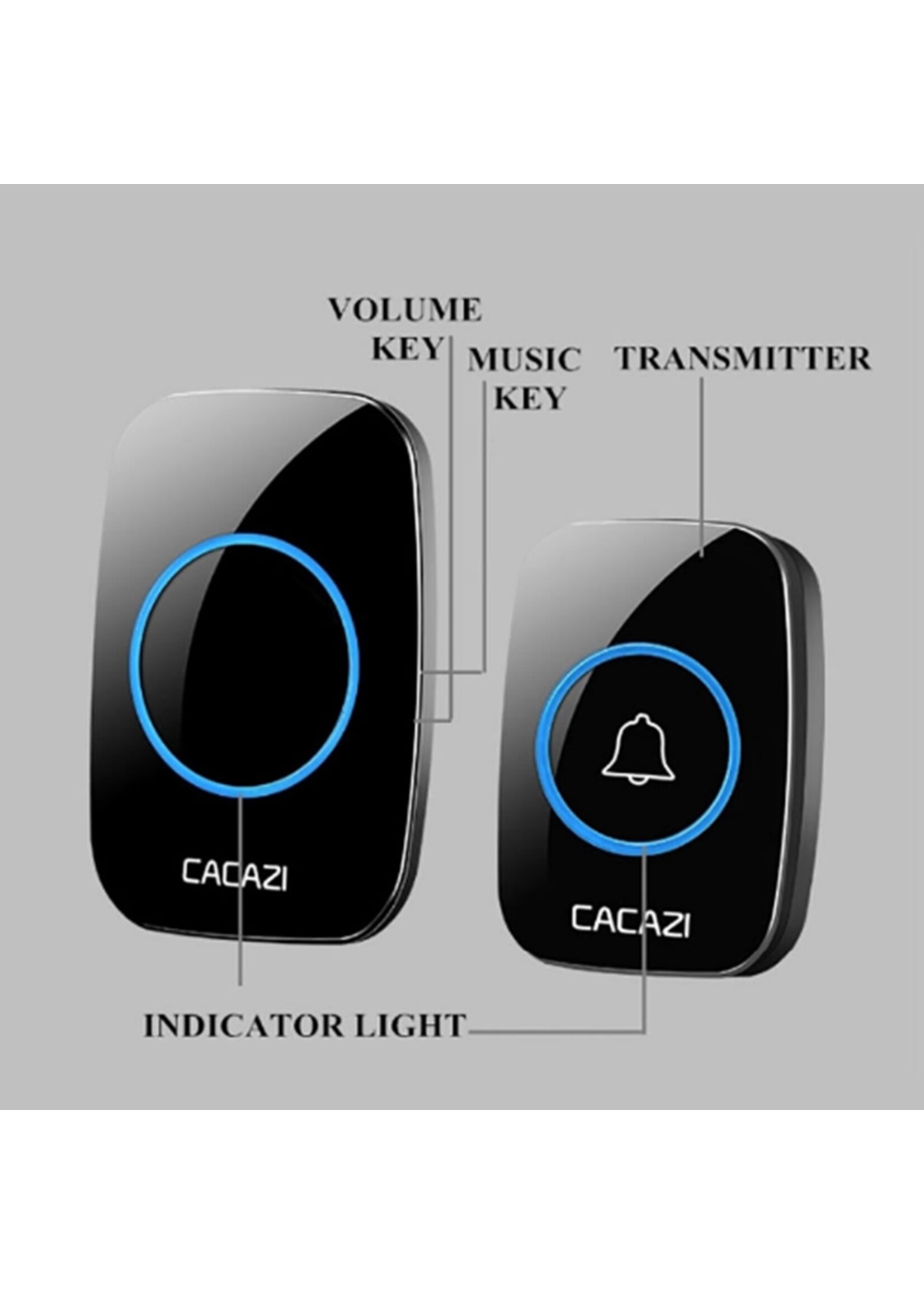 CACAZI Deurbel - Waterdicht - 300M Afstandsbediening - Draadloze Deurbel - 38 Melodieën