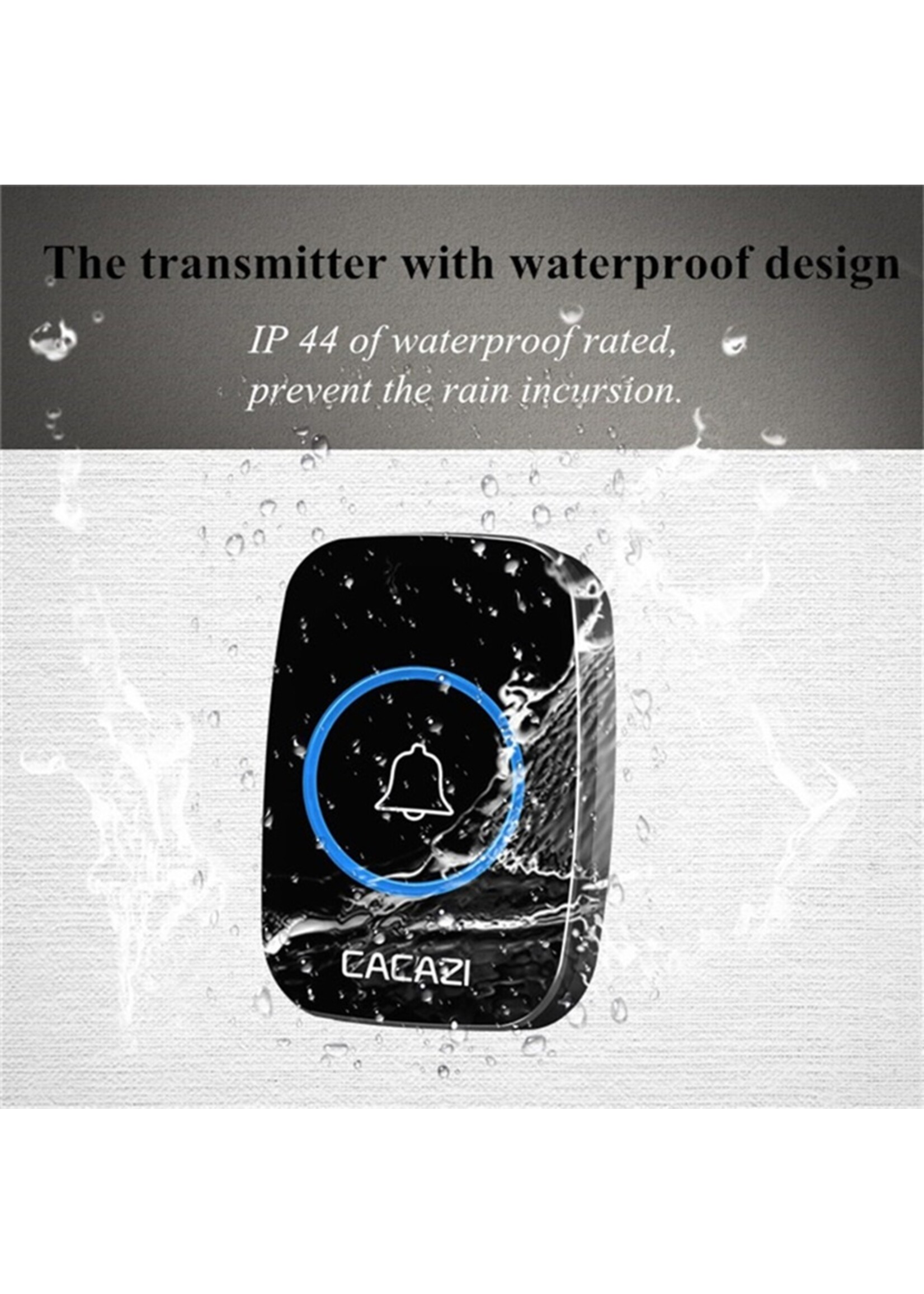 CACAZI Deurbel - Waterdicht - 300M Afstandsbediening - Draadloze Deurbel - 38 Melodieën