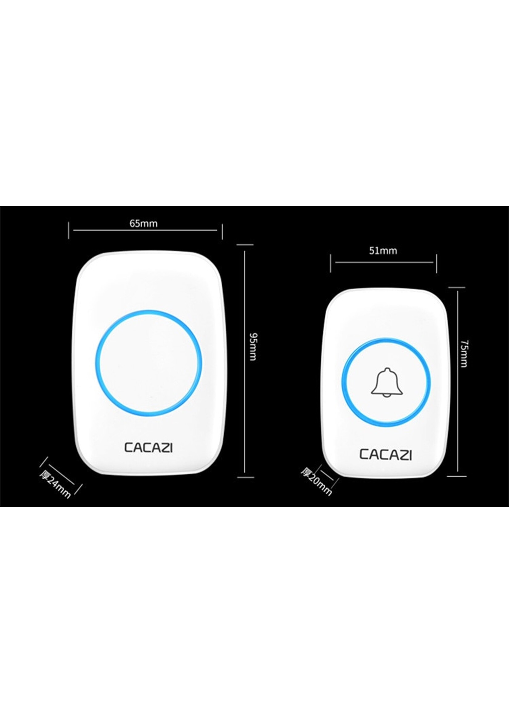 CACAZI Deurbel - Waterdicht - 300M Afstandsbediening - Draadloze Deurbel - 38 Melodieën