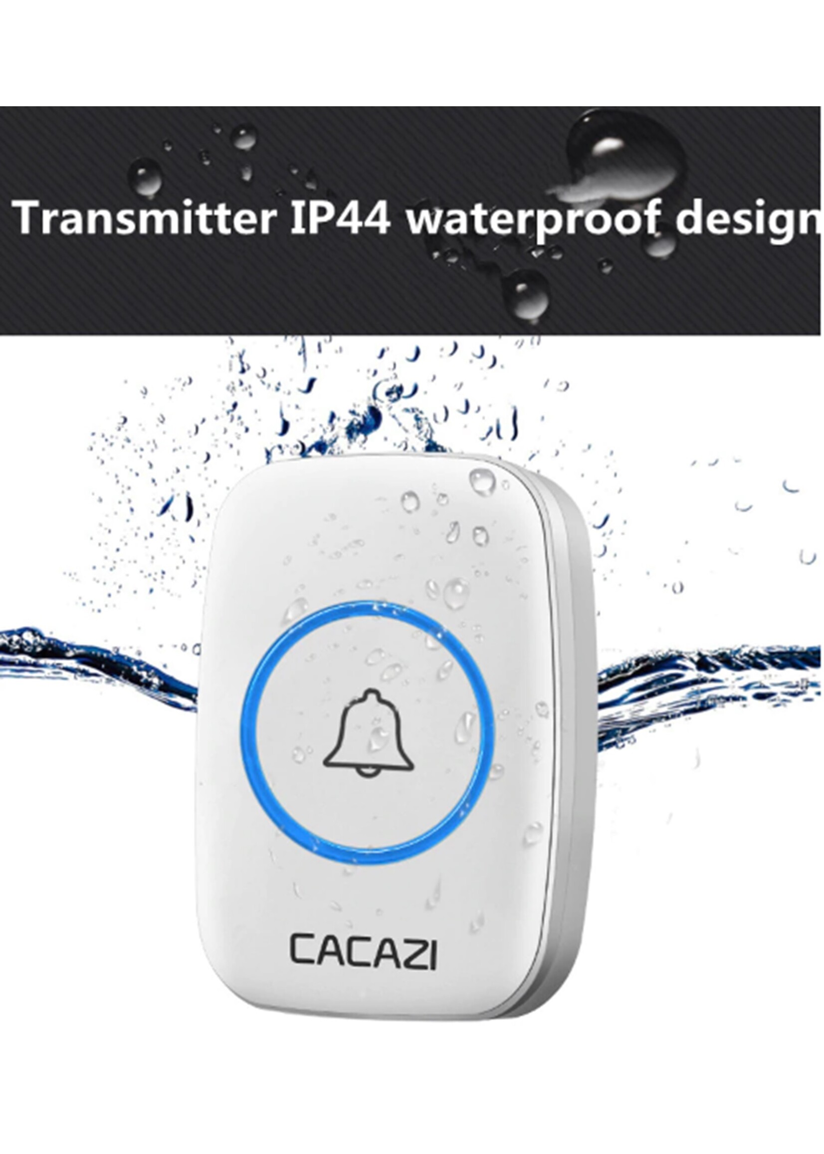 CACAZI Deurbel - Waterdicht - 300M Afstandsbediening - Draadloze Deurbel - 38 Melodieën