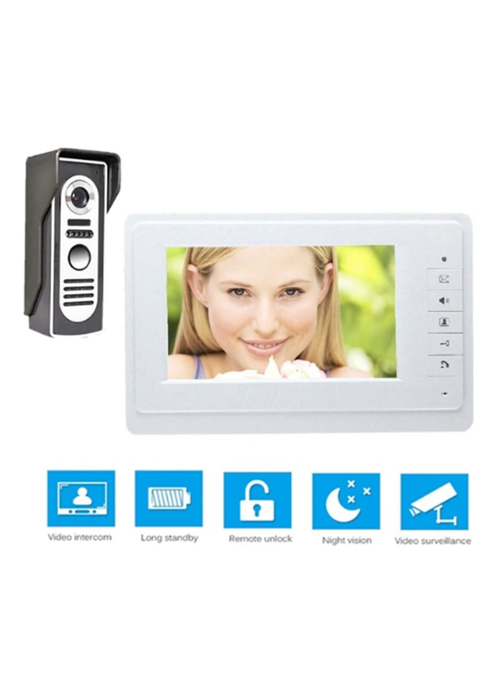 Deurintercom -7'' kleurenmonitor en foto/video camera