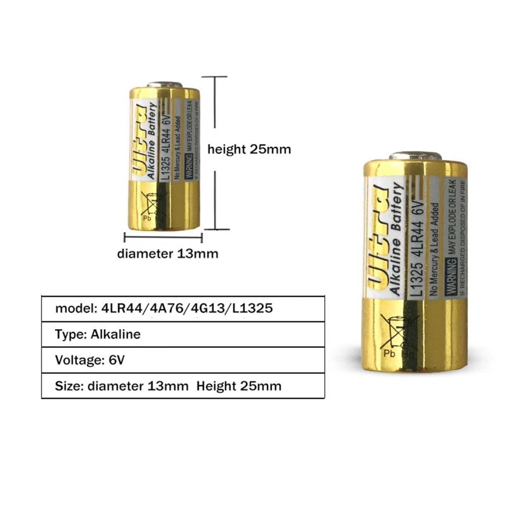 5 stuks 4LR44 - 476A - PX28A - Batterijen - Fotobatterij - 6 Volt