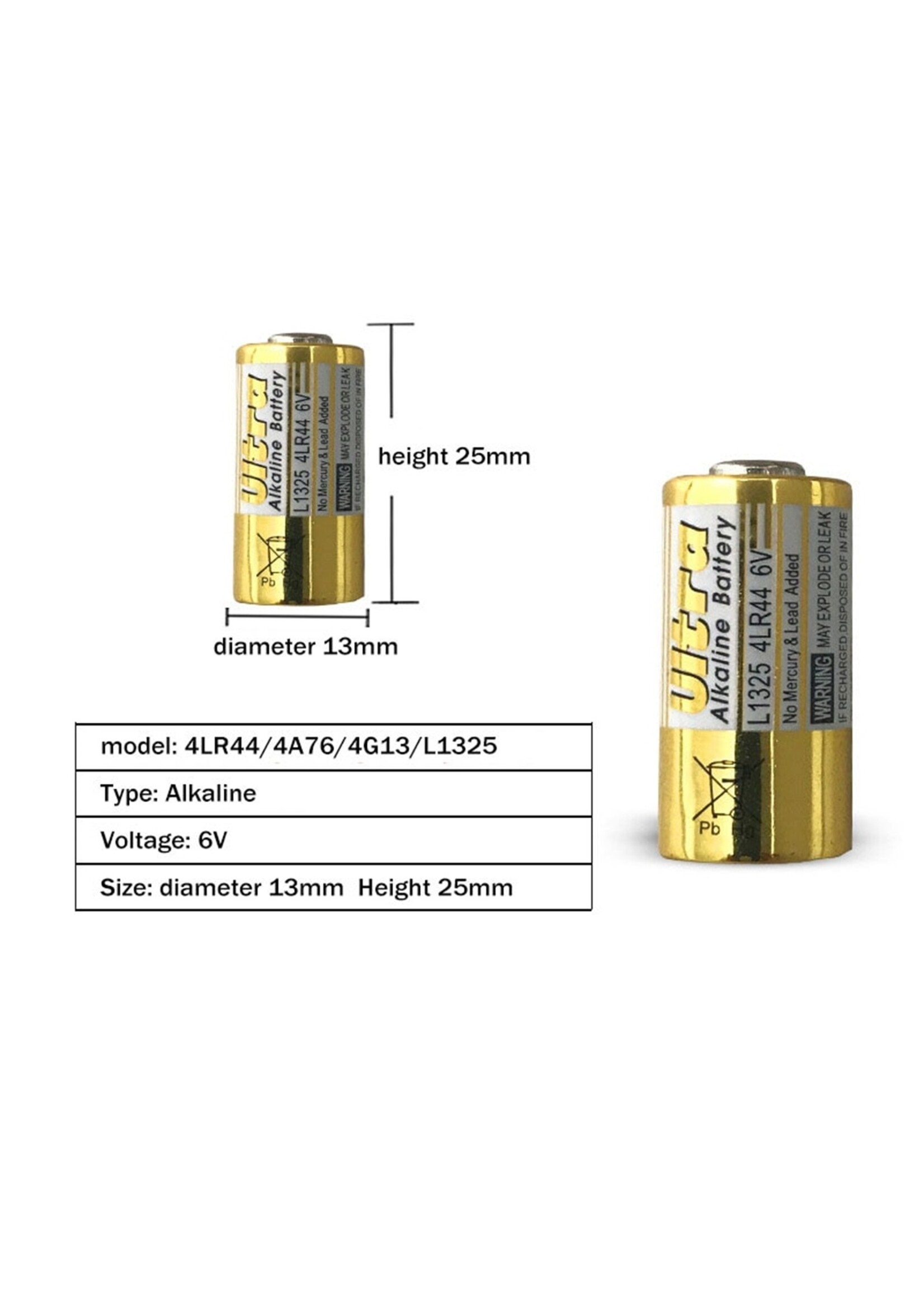 5 stuks 4LR44 - 476A - PX28A - Batterijen - Fotobatterij - 6 Volt