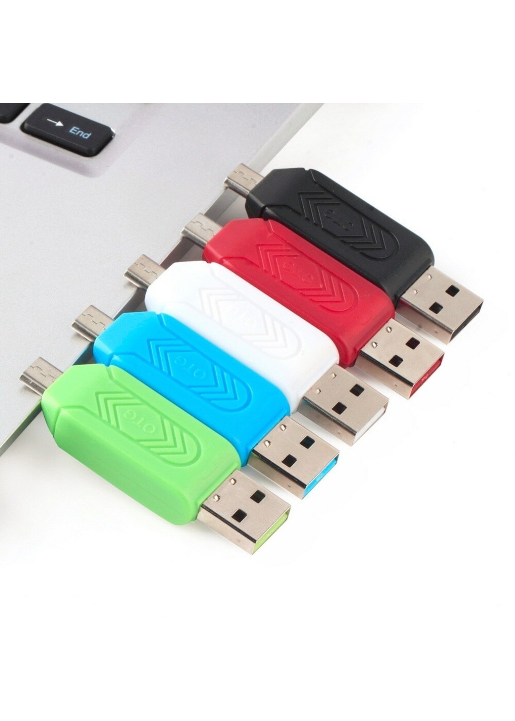 OTG Micro USB kaartlezer voor PC en Mobiele telefoon – Diverse Kleuren