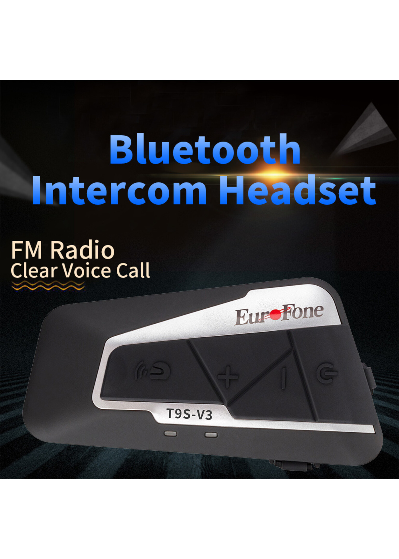 Motor headset intercom multifunctionele waterdichte bluetooth T9S-V3 -helm interphone max 1300 meter