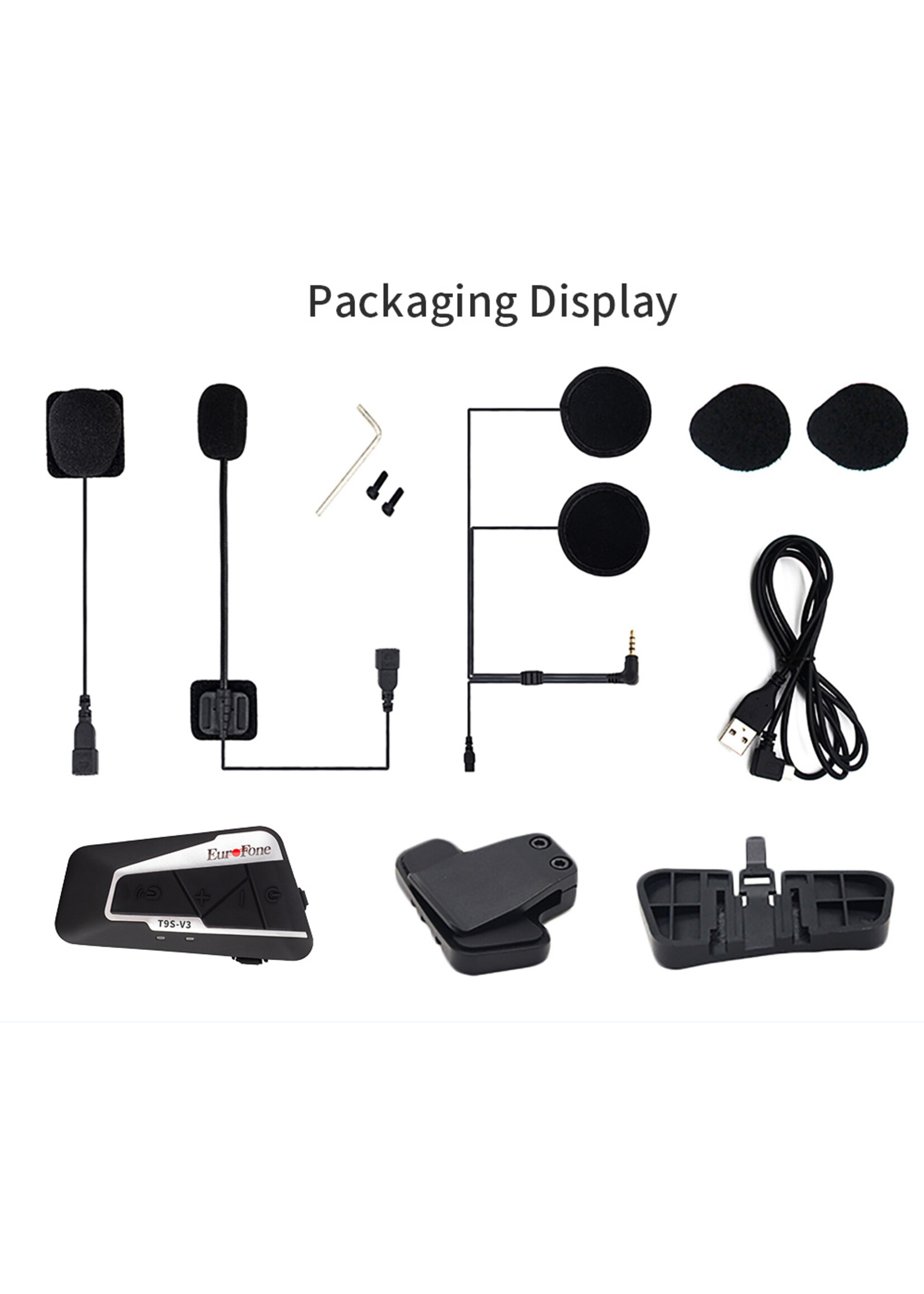 Motor headset intercom multifunctionele waterdichte bluetooth T9S-V3 -helm interphone max 1300 meter