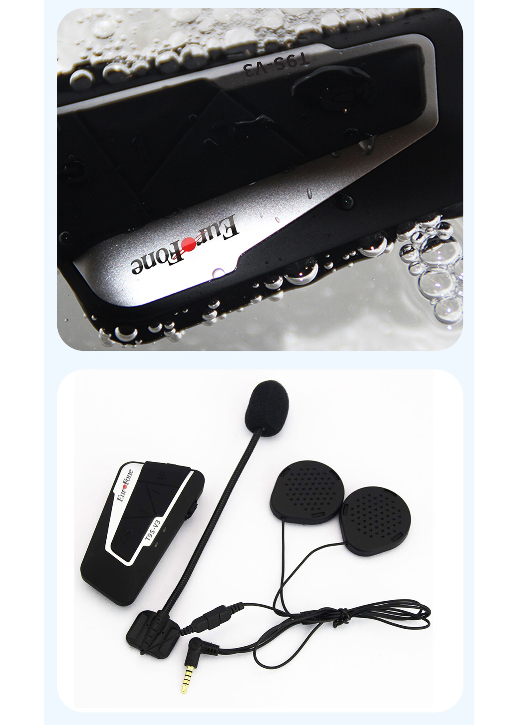 Motor headset intercom multifunctionele waterdichte bluetooth T9S-V3 -helm interphone max 1300 meter