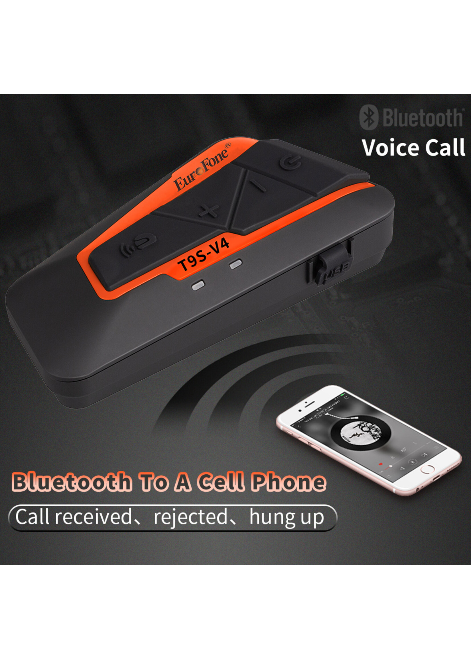 1 STUKS Motor headset intercom multifunctionele waterdichte bluetooth T9S-V4 -helm interphone max 1300 meter