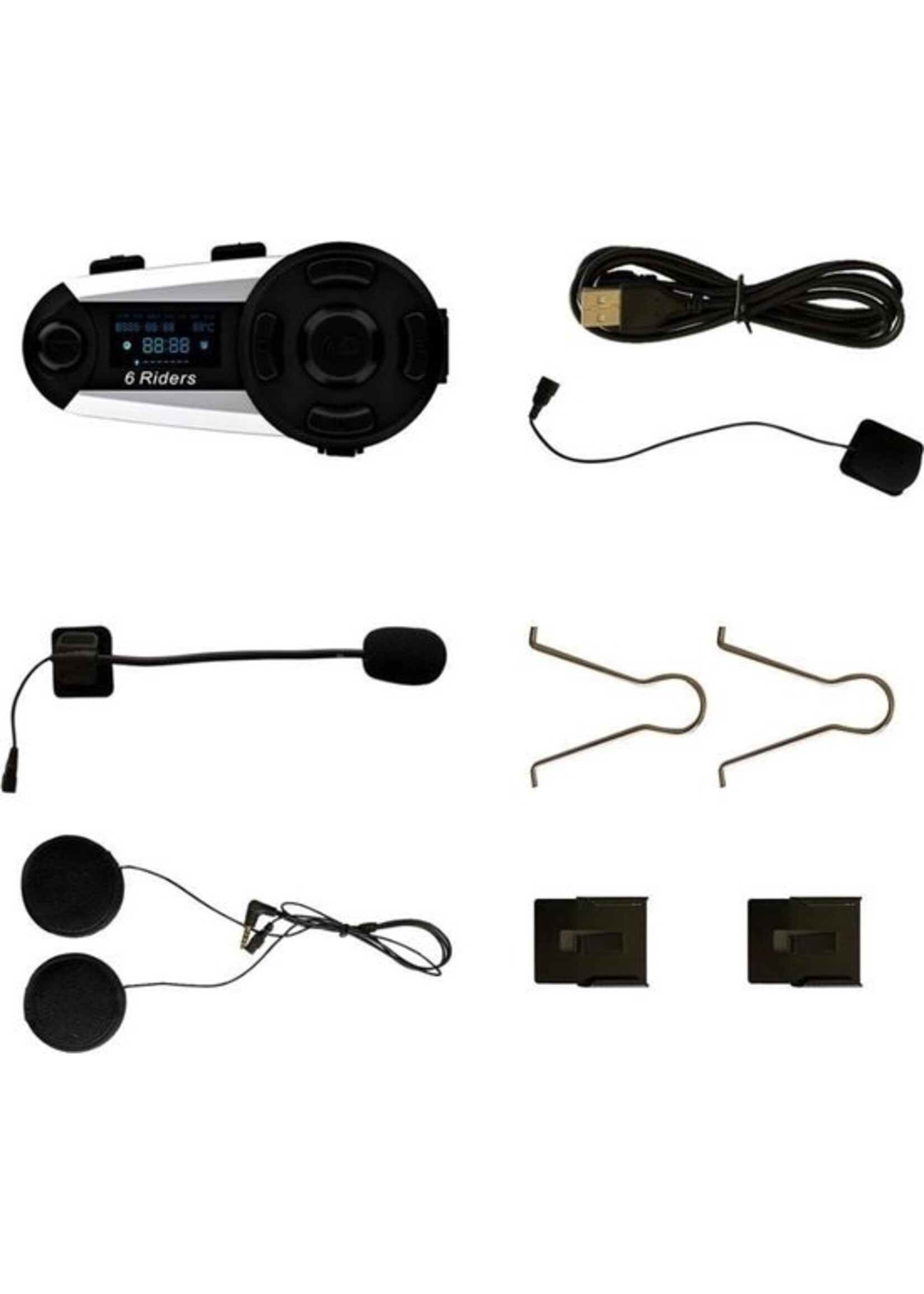 V6 Plus Bluetooth Motorhelm Intercom Headset Interphone 1200M 6 Rider FM