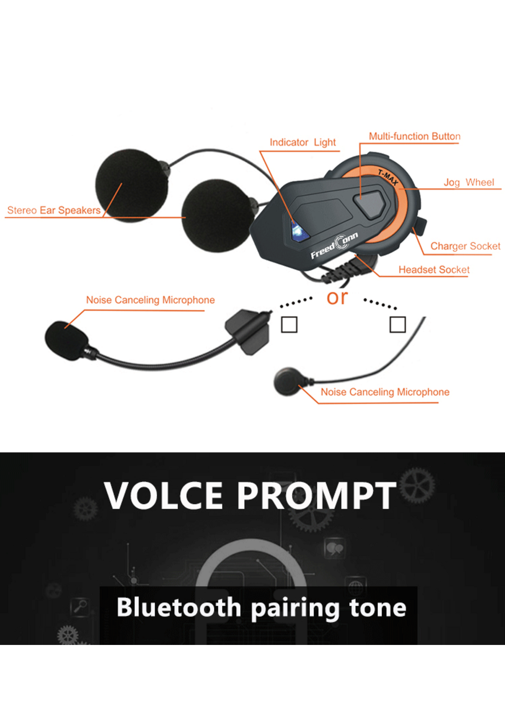 Freedconn T-max 1000m motorhelm bluetooth intercom headset 6 rijders groep