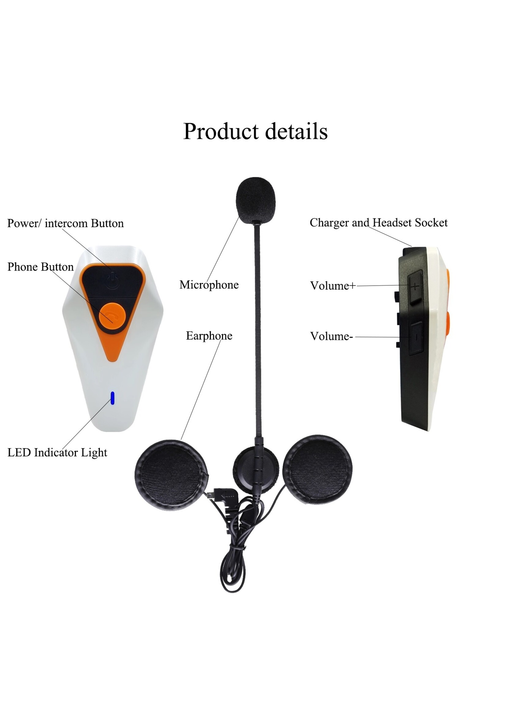 WT002 Bluetooth-communicatiesysteem voor motorfietsen.