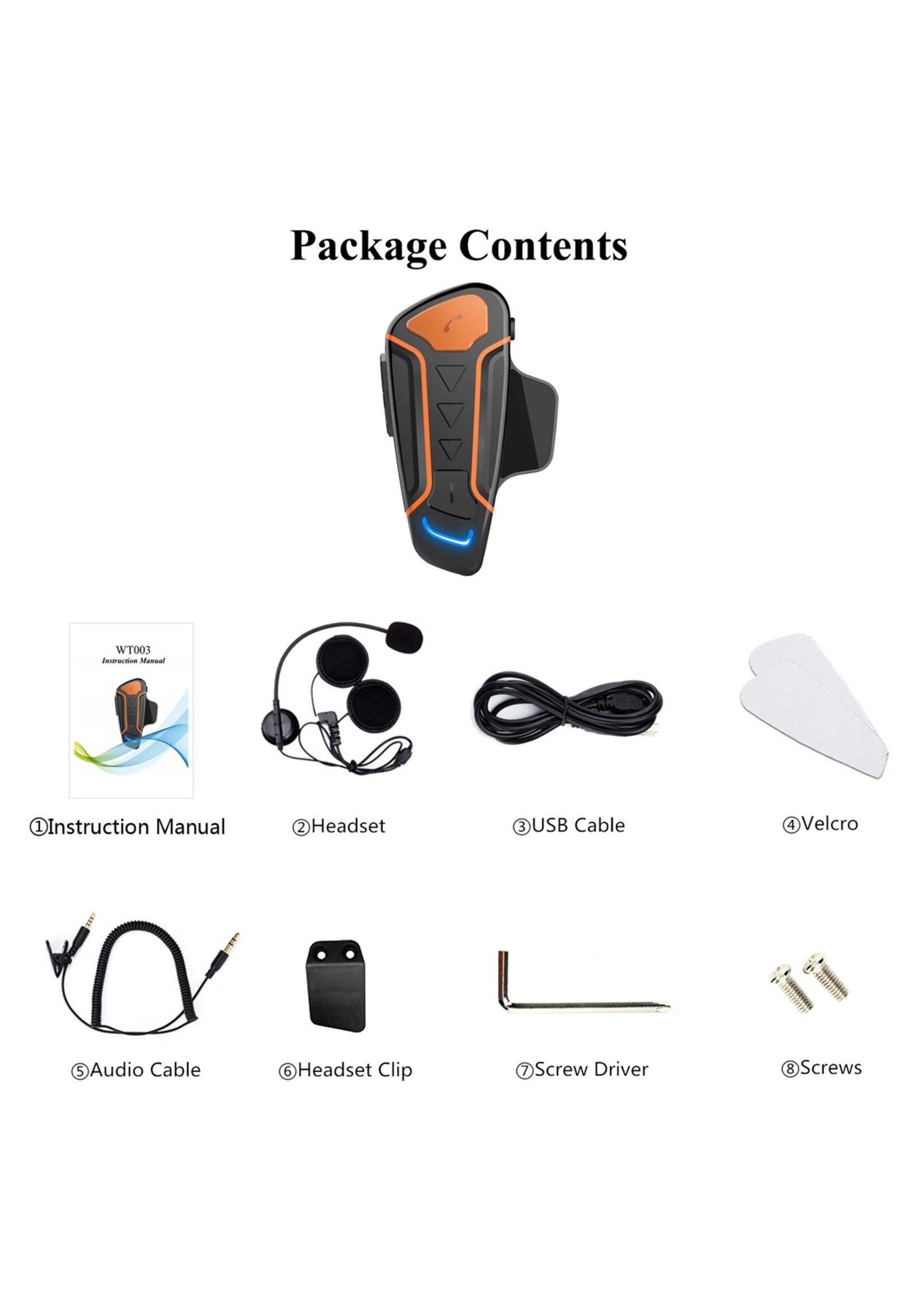 WT003 Bluetooth-communicatiesysteem voor motorfietsen.