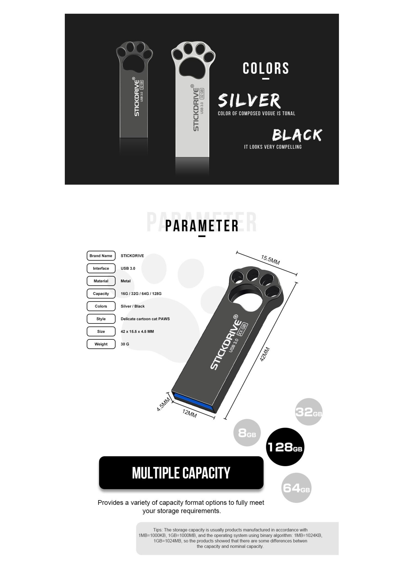 Usb flash drive 32 gb metalen USB 3.0 zilveren pendrive - grijs
