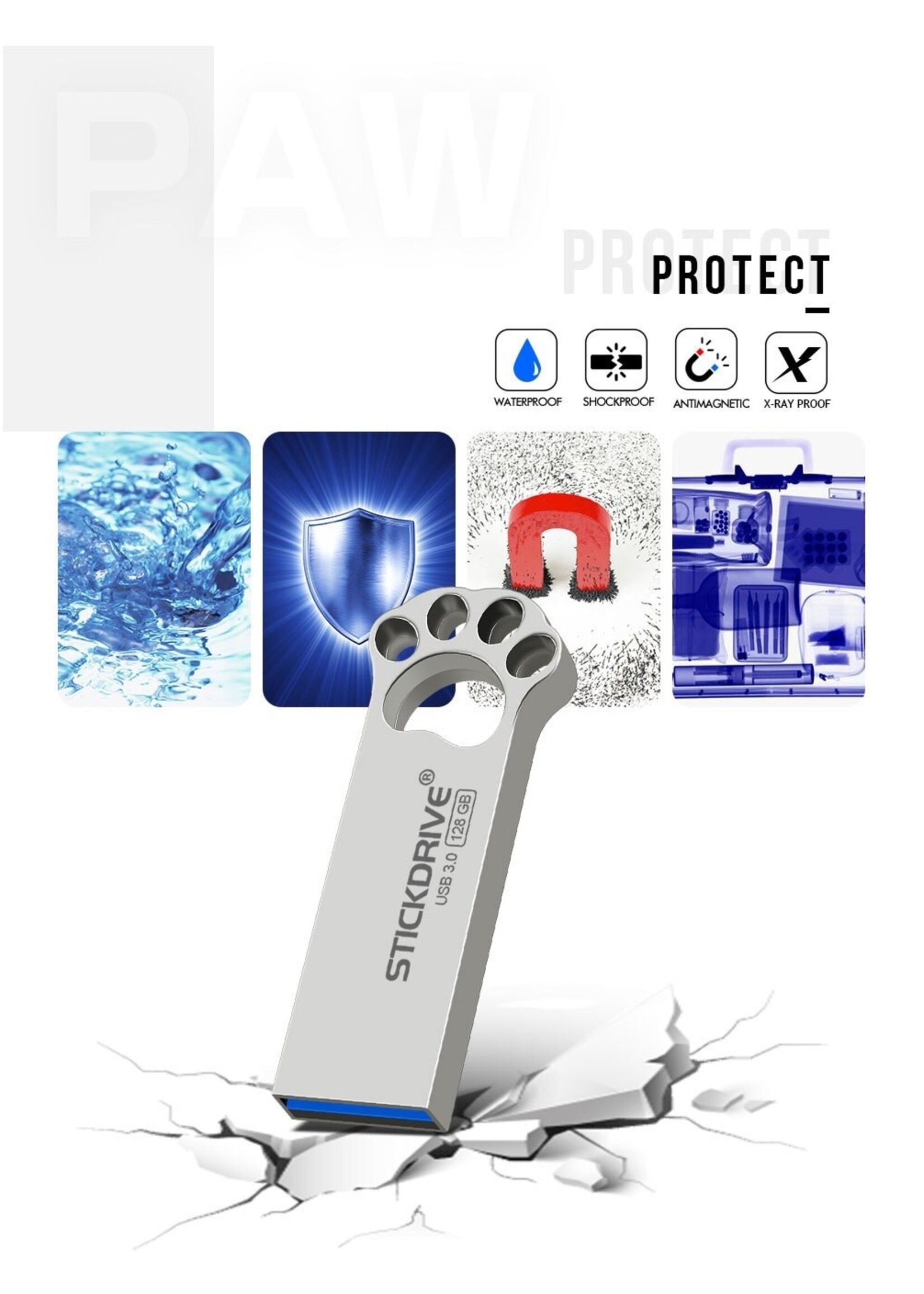 Usb flash drive 32 gb metalen USB 3.0 zilveren pendrive - grijs