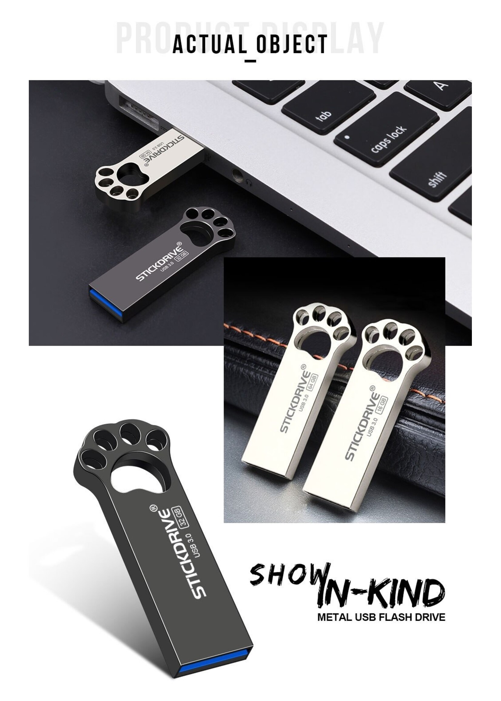 Usb flash drive 32 gb metalen USB 3.0 zilveren pendrive - grijs