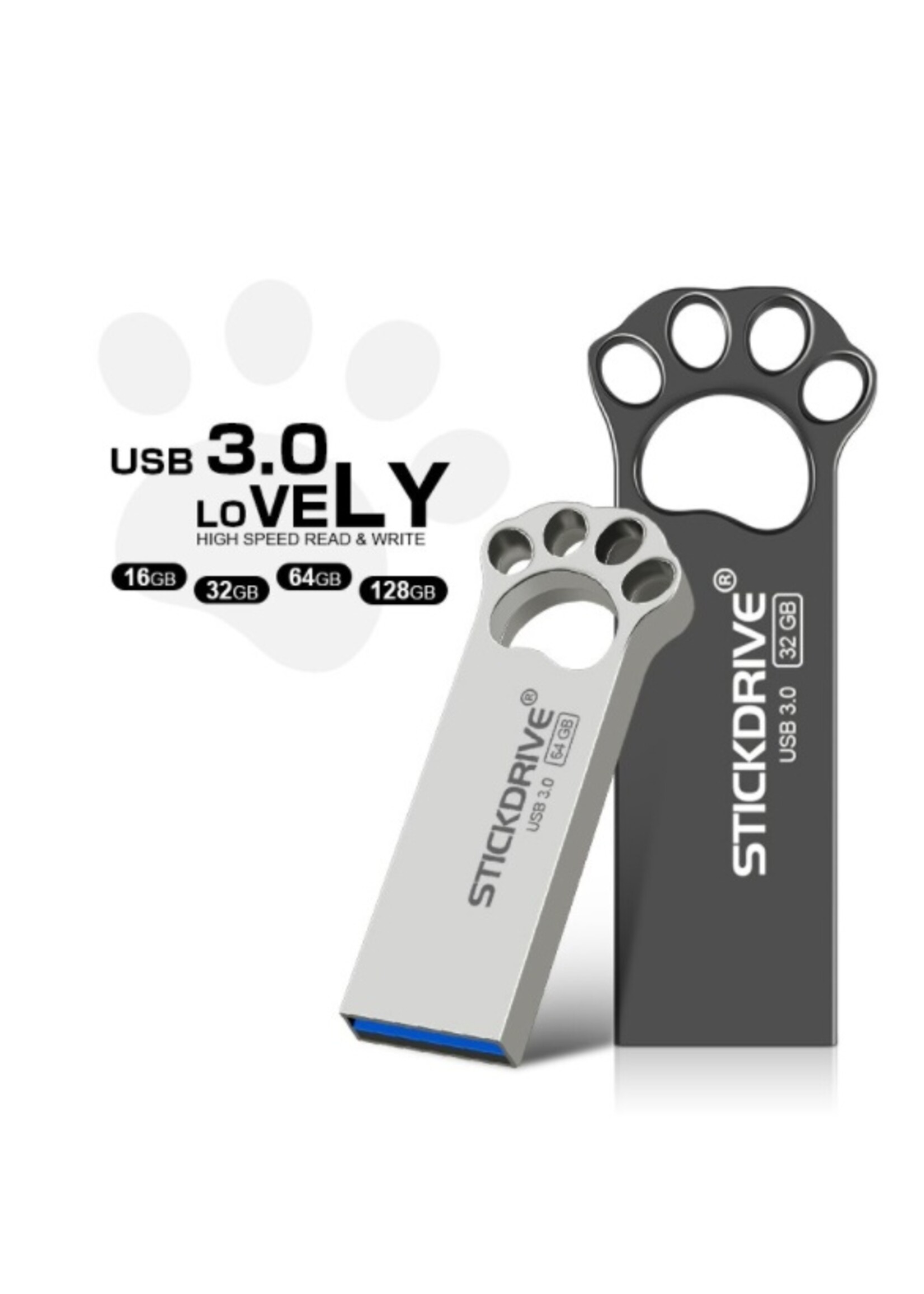 Usb flash drive 32 gb metalen USB 3.0 zilveren pendrive - grijs