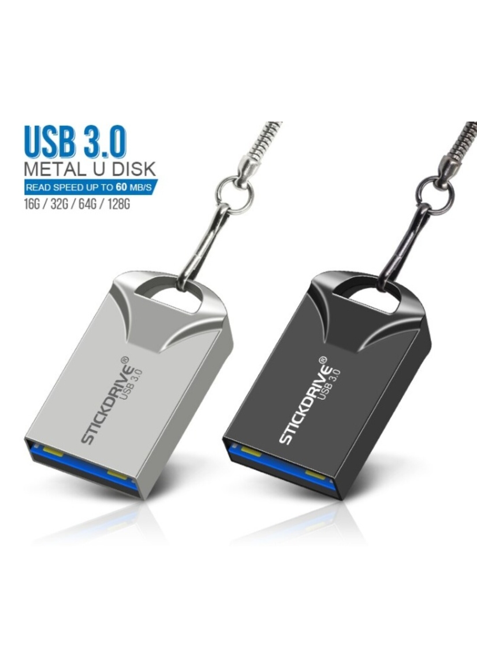 USB 3.0 metalen flashdrive sleutelhanger USB-geheugensticks Snelheid USB3.0-zwart