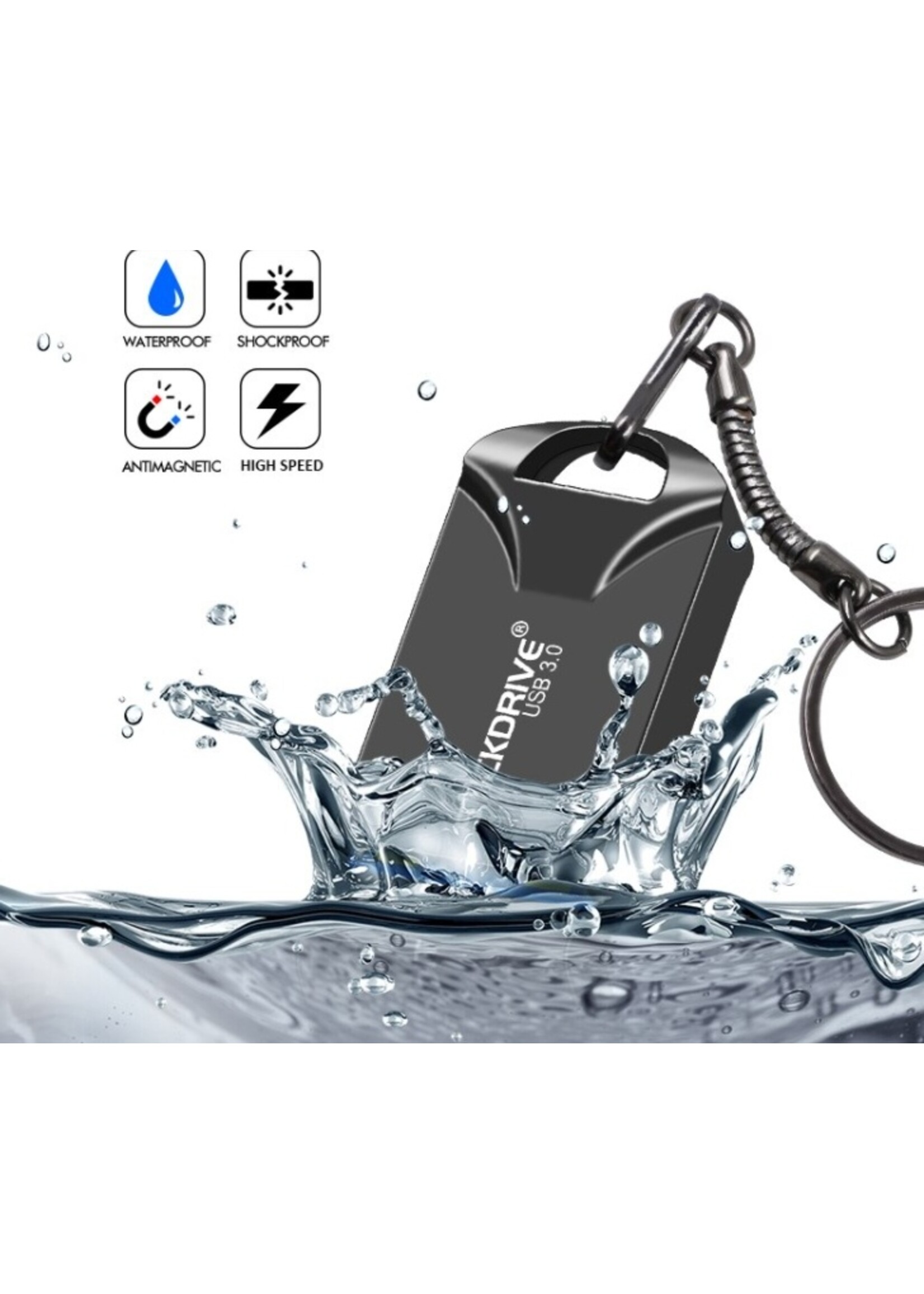 USB 3.0 metalen flashdrive sleutelhanger USB-geheugensticks Snelheid USB3.0 - grijs