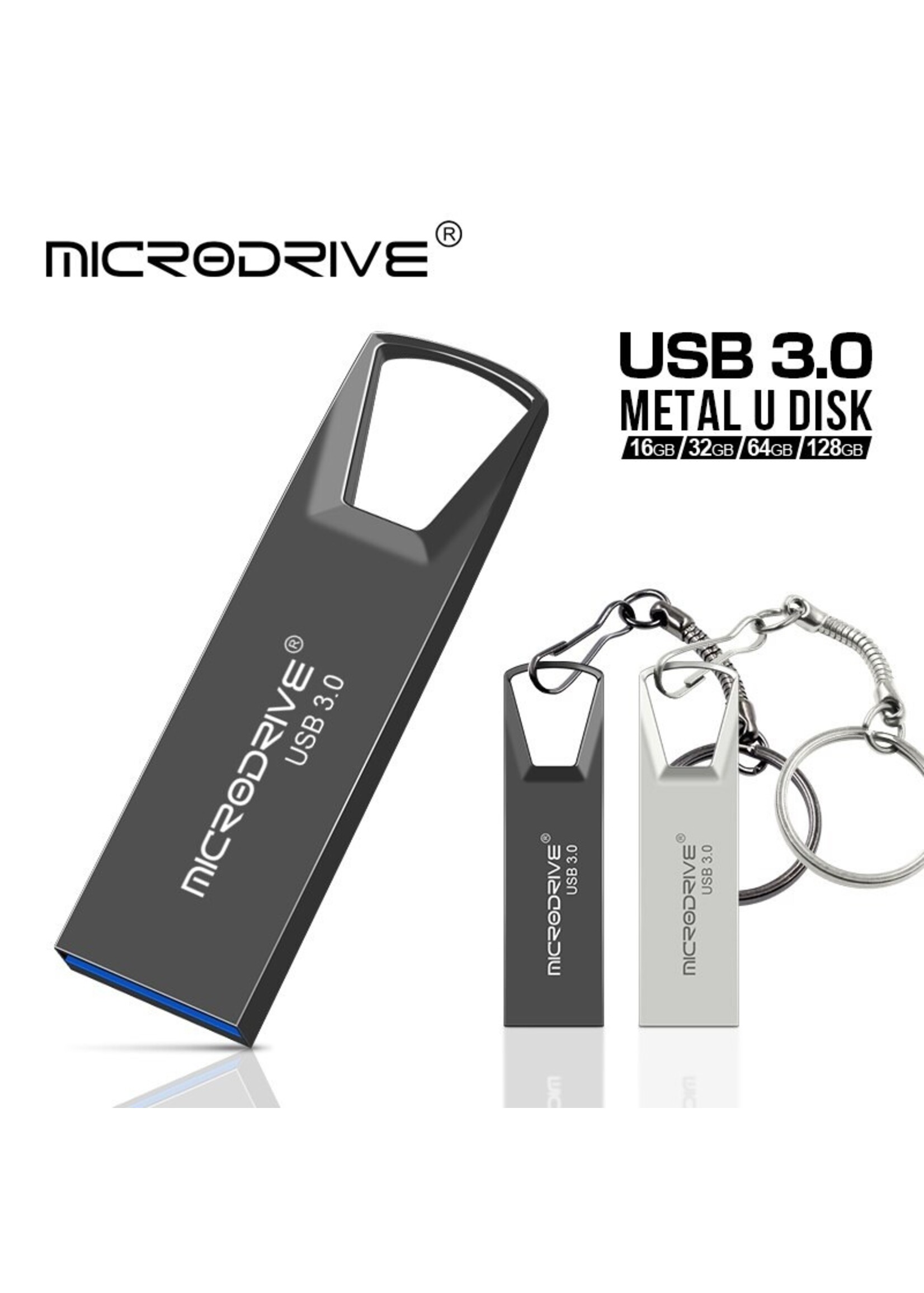 Hoge snelheid USB 3.0 mini-flashdrive Waterdichte USB-flashdrive-geheugensticks-zwart