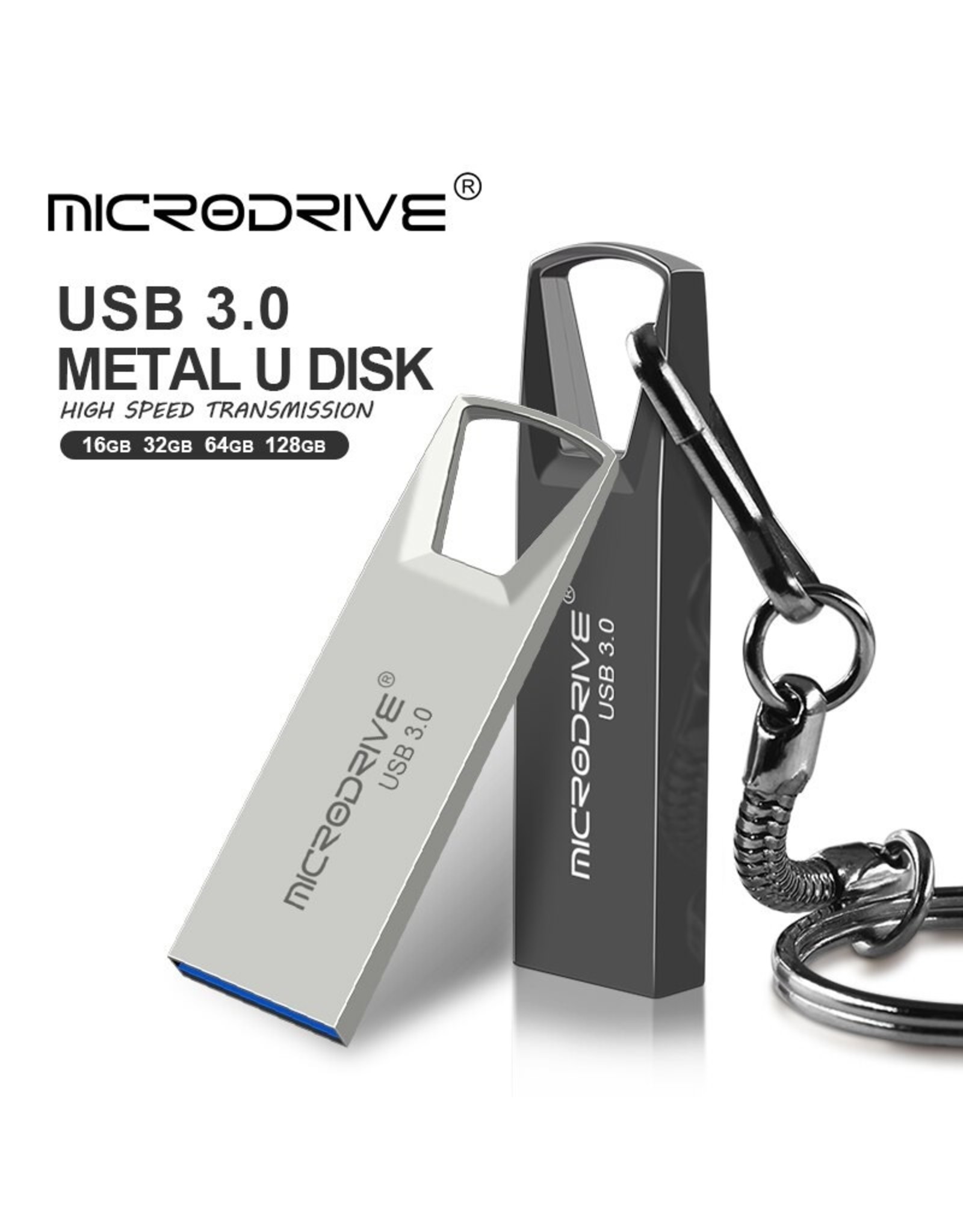 Merkloos Hoge snelheid USB 3.0 mini-flashdrive Waterdichte USB-flashdrive-geheugensticks-zwart
