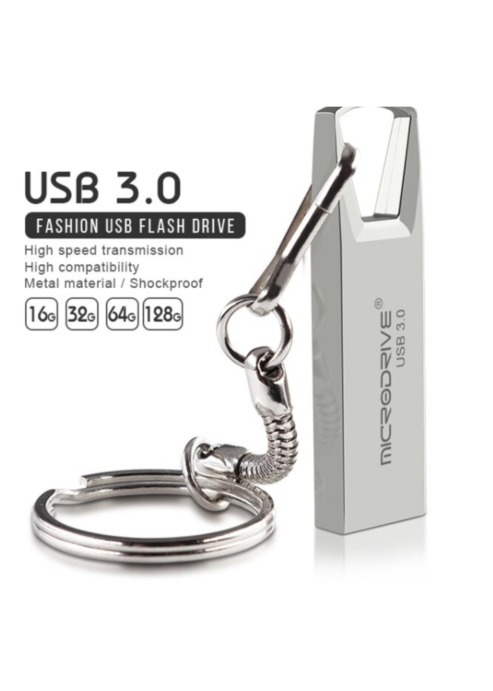 Hoge snelheid USB 3.0 mini-flashdrive Waterdichte USB-flashdrive-geheugensticks-grijs