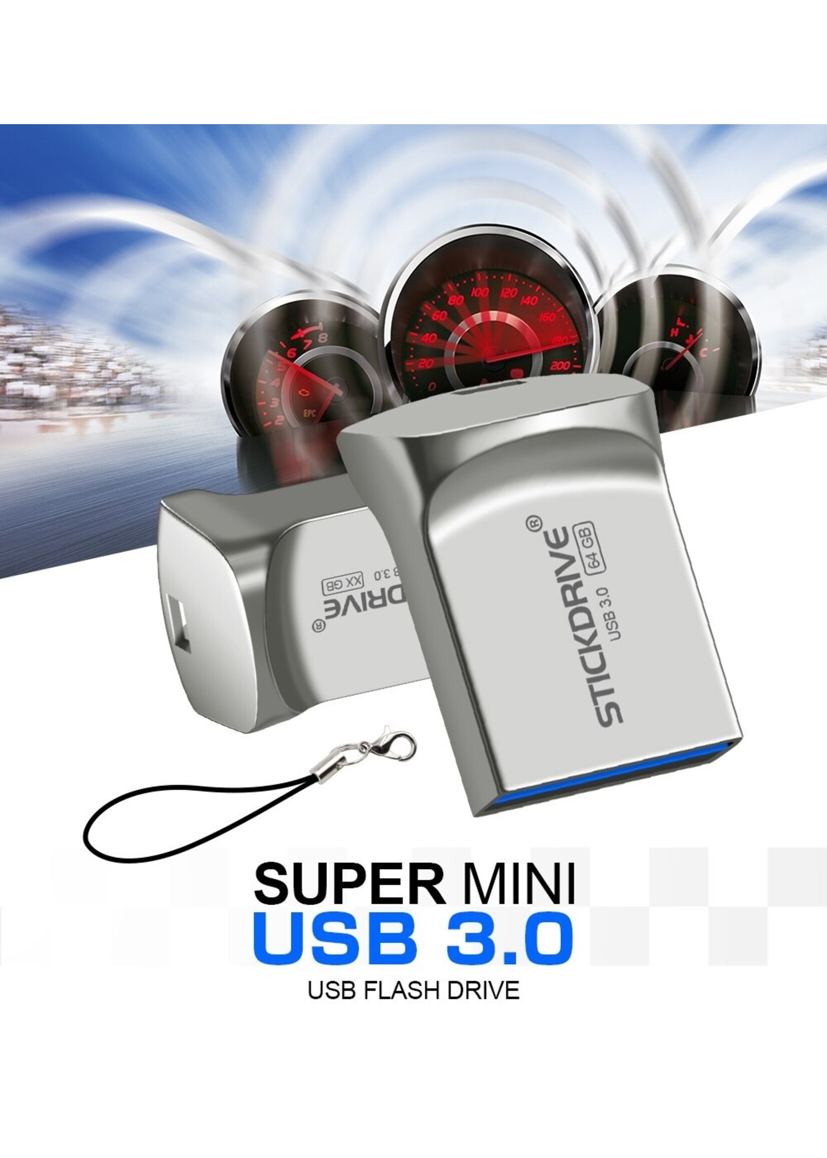 Hoge snelheid USB 3.0 mini-flashdrive Waterdichte USB-flashdrive-geheugensticks