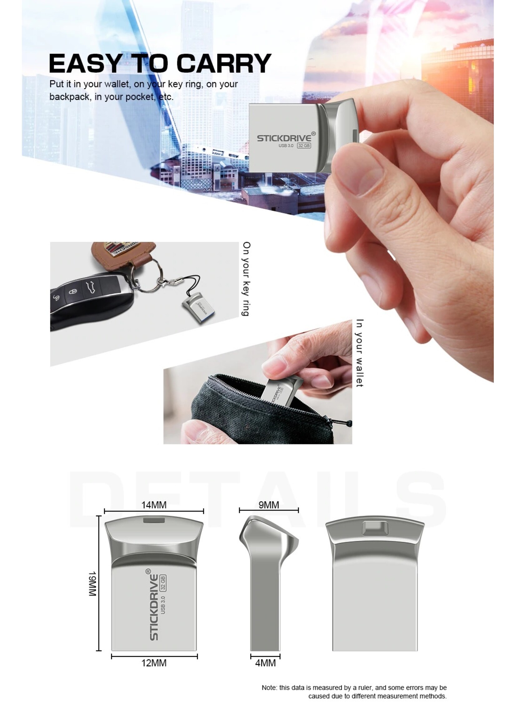 Hoge snelheid USB 3.0 mini-flashdrive Waterdichte USB-flashdrive-geheugensticks