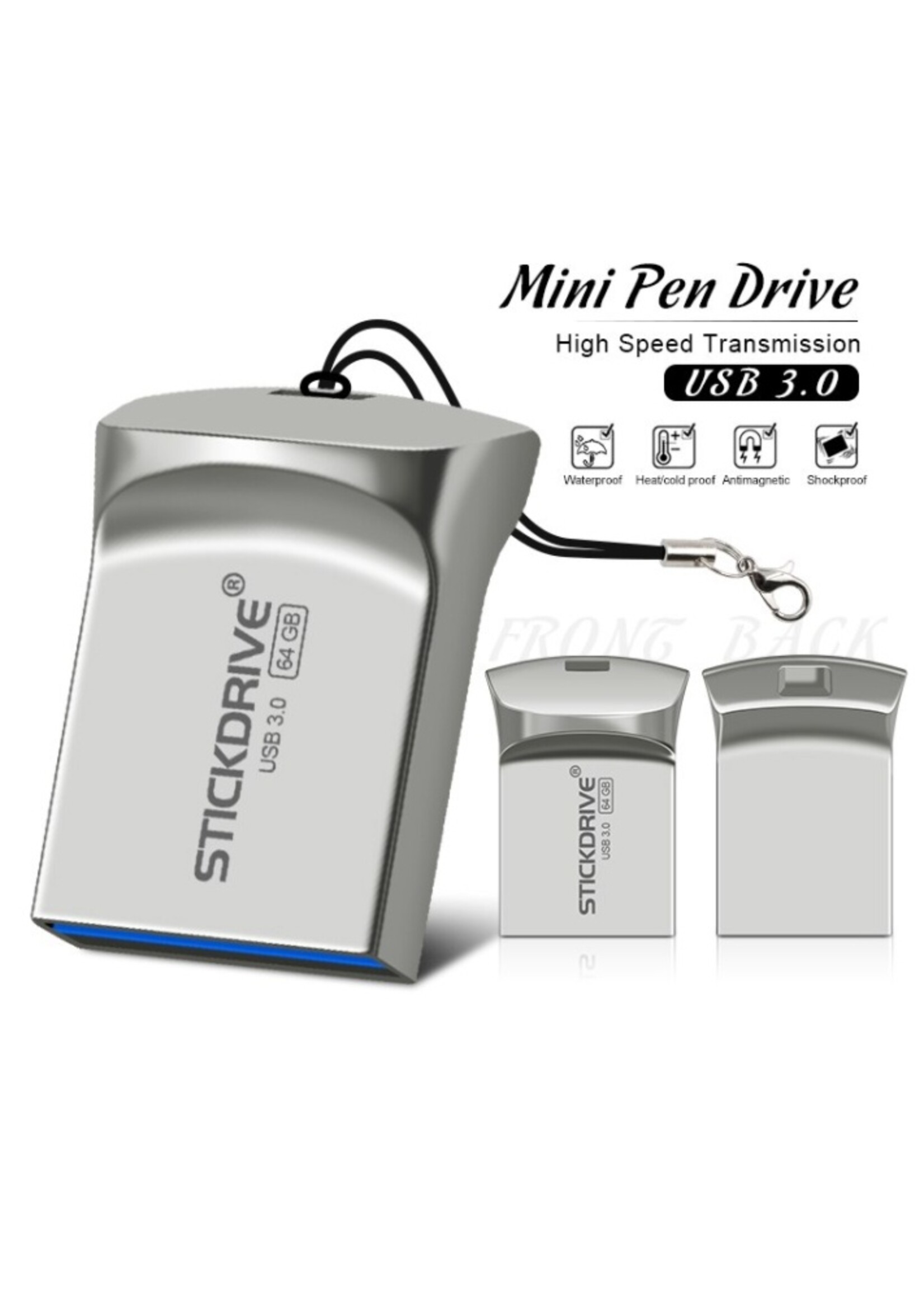 Hoge snelheid USB 3.0 mini-flashdrive Waterdichte USB-flashdrive-geheugensticks