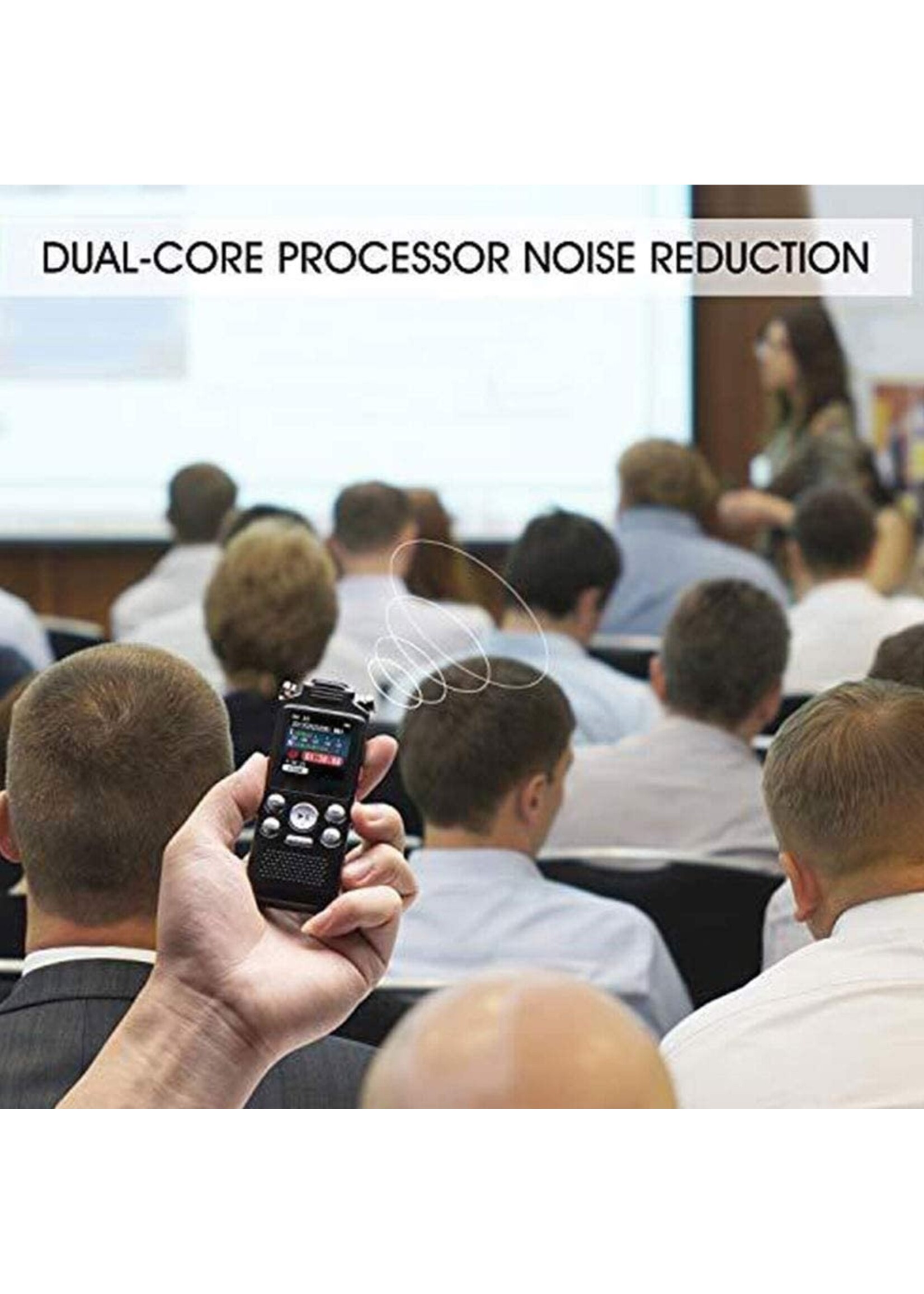 Draagbare spraakrecorder, dictafoon Ruisonderdrukking A-B herhalen Tweewegmicrofoon Lossless multifunctioneel USB-opladen voor