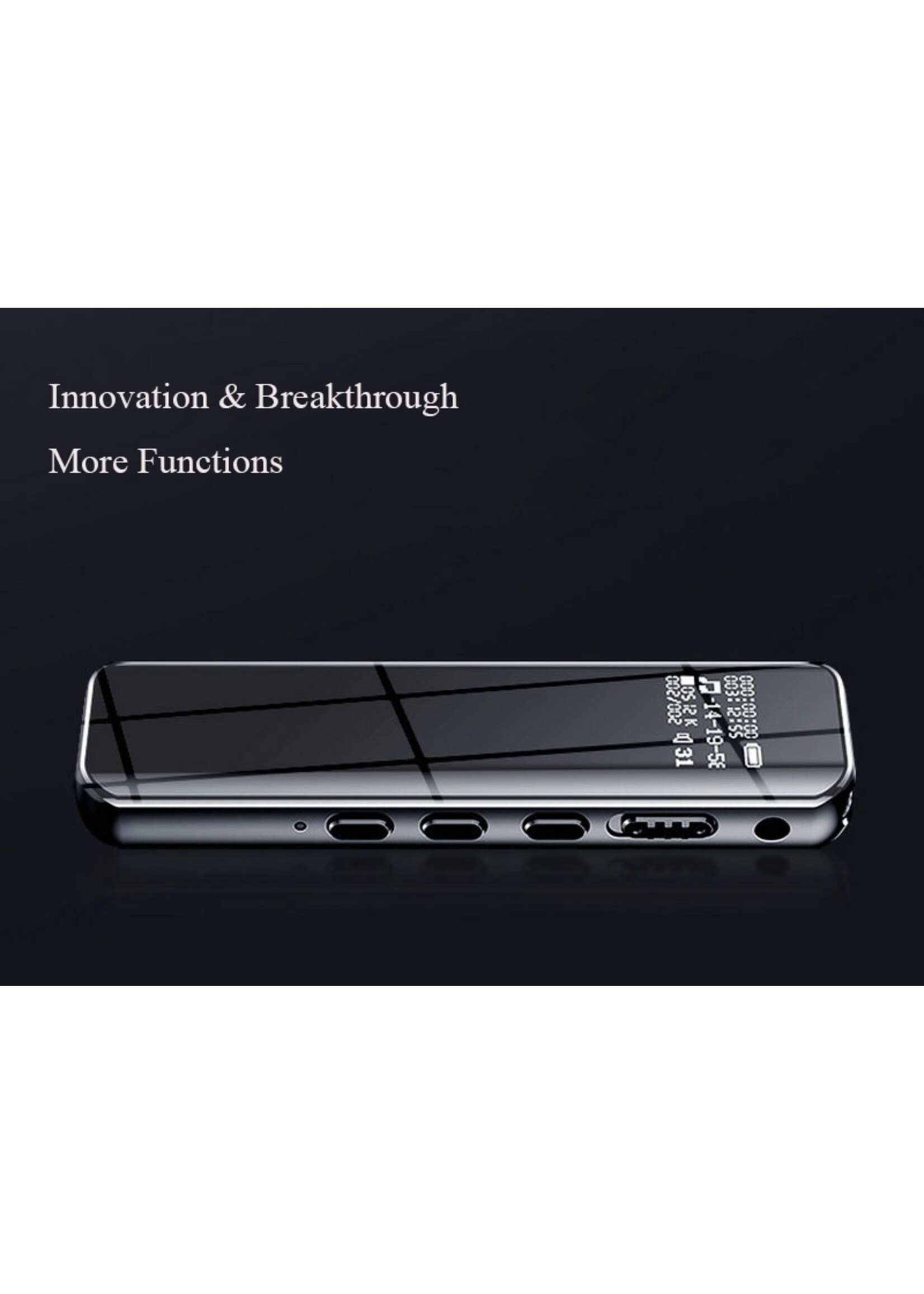 8gb Digitale spraakrecorder Sneltoets Geluid Audio-opname Dubbele microfoons Ruisonderdrukkingsvergrendeling 3D Edge Screen Spraakgestuurd