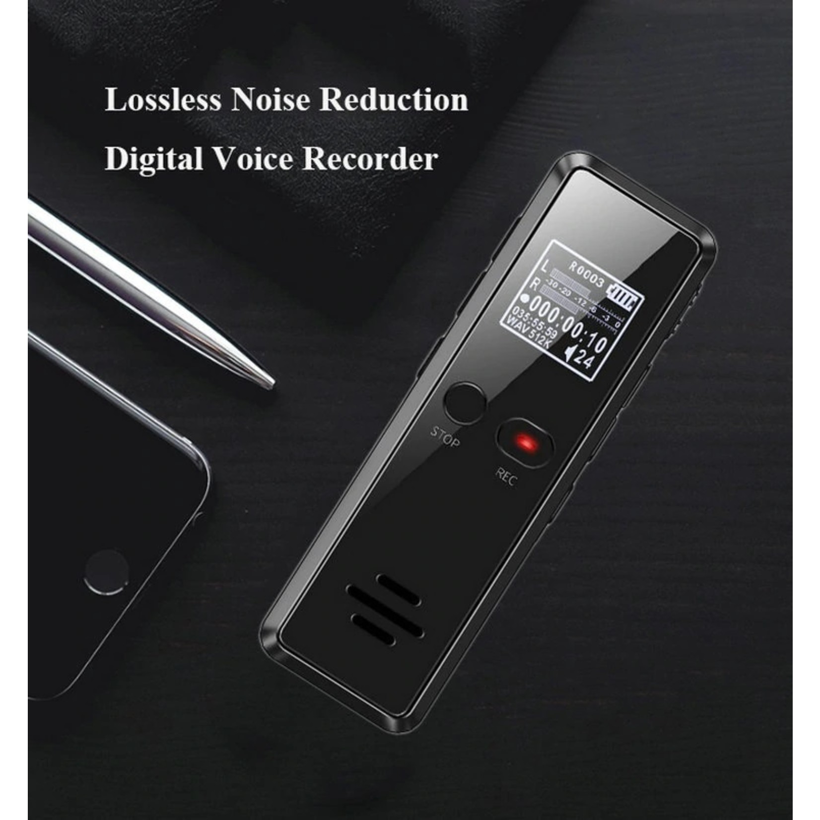 V90 Digitale Voice Recorder 1536 Kbps Hoge Opnamekwaliteit Geluidsreductie One-Touch Opname Spraakherkenning Dictafoon MP3
