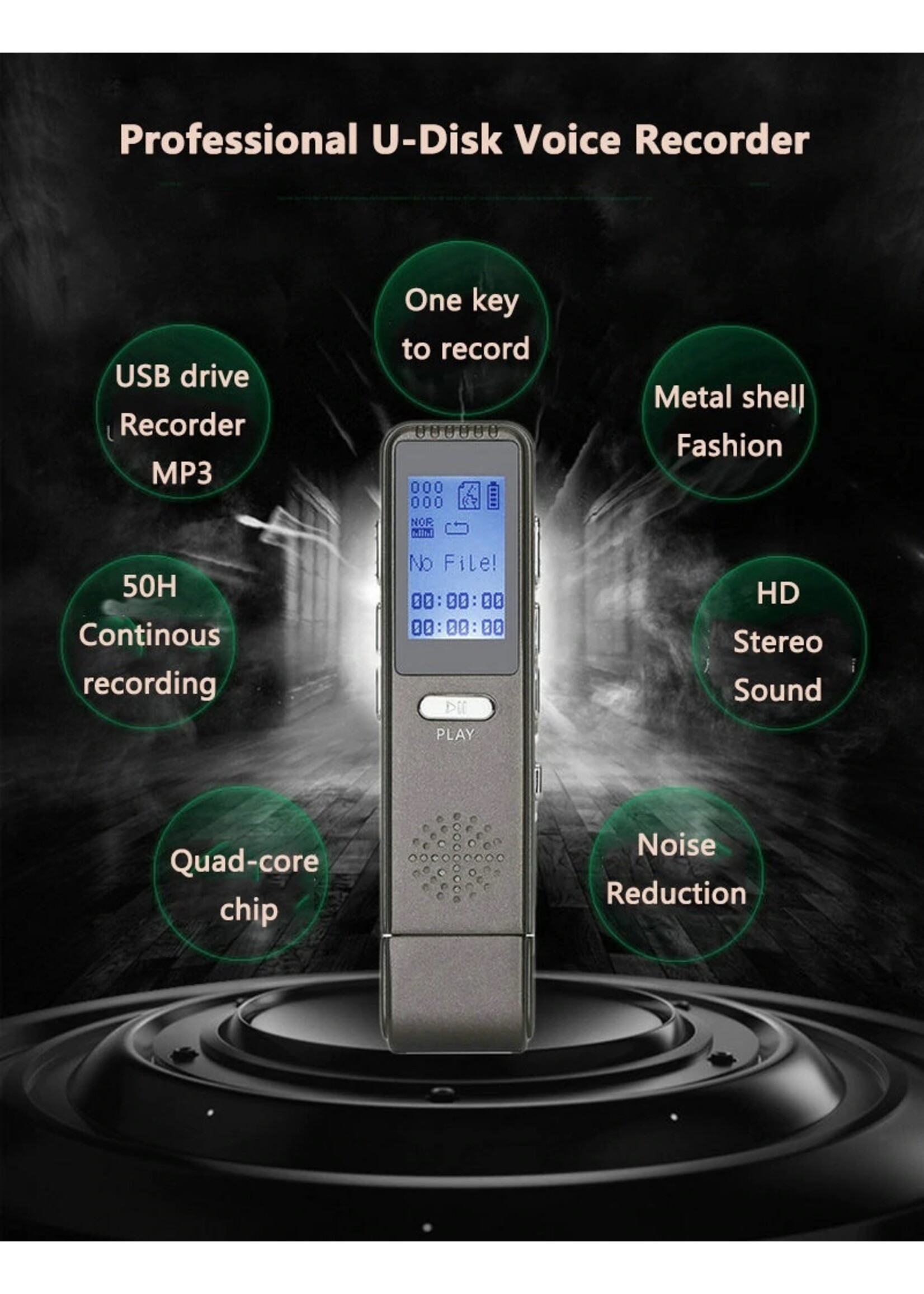 Premium Digitale Recorder - Premium Voice Recorder - Multifunctionele Voice Recorder - Dictafoon 8 GB - Audio Memo Recorder Met USB - Spraak Recorder - Sound – Geluid Recorder - Opname Apparaat - Met MP3 Speler Functie – 8GB