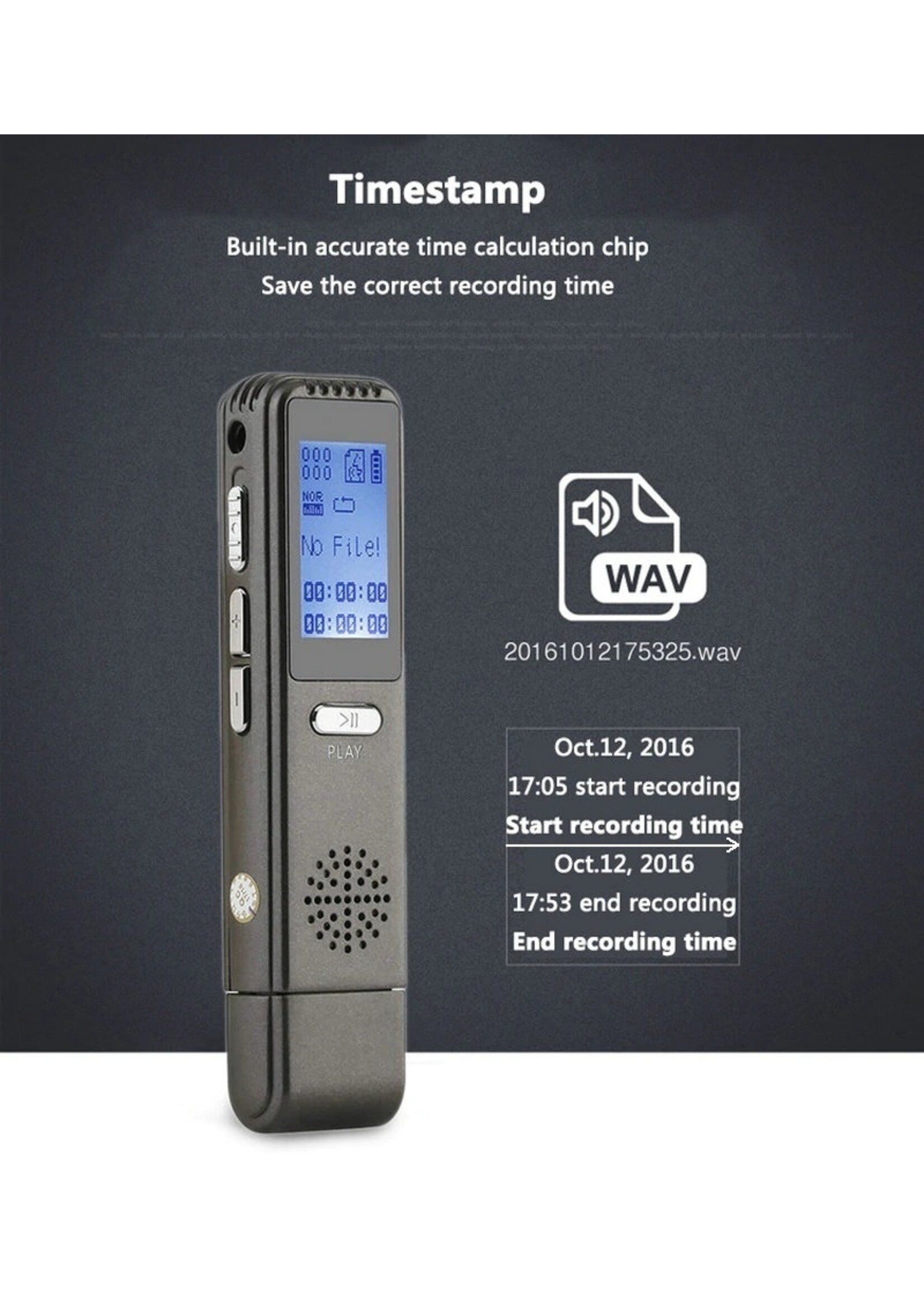 Premium Digitale Recorder - Premium Voice Recorder - Multifunctionele Voice Recorder - Dictafoon 8 GB - Audio Memo Recorder Met USB - Spraak Recorder - Sound – Geluid Recorder - Opname Apparaat - Met MP3 Speler Functie – 8GB