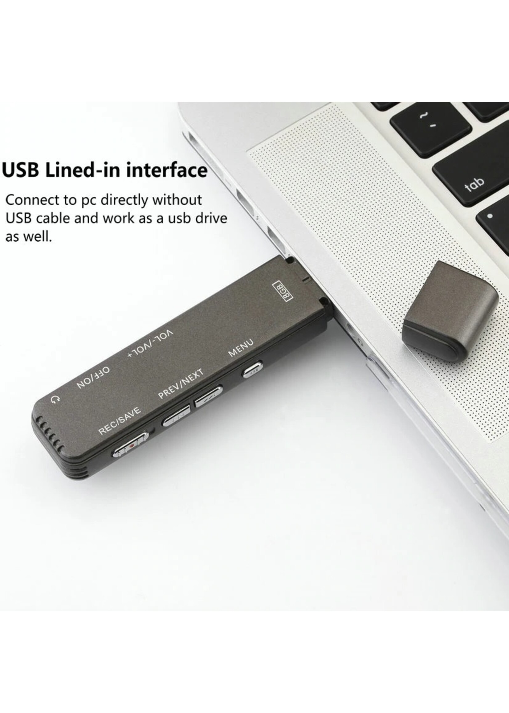 Premium Digitale Recorder - Premium Voice Recorder - Multifunctionele Voice Recorder - Dictafoon 8 GB - Audio Memo Recorder Met USB - Spraak Recorder - Sound – Geluid Recorder - Opname Apparaat - Met MP3 Speler Functie – 8GB