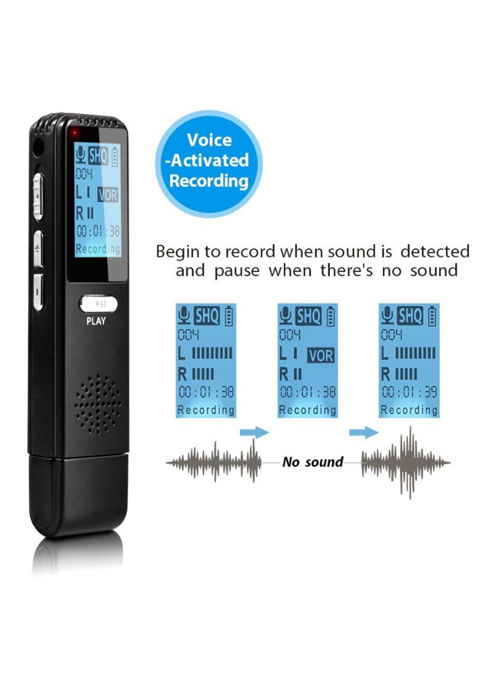 Premium Digitale Recorder - Premium Voice Recorder - Multifunctionele Voice Recorder - Dictafoon 8 GB - Audio Memo Recorder Met USB - Spraak Recorder - Sound – Geluid Recorder - Opname Apparaat - Met MP3 Speler Functie – 8GB